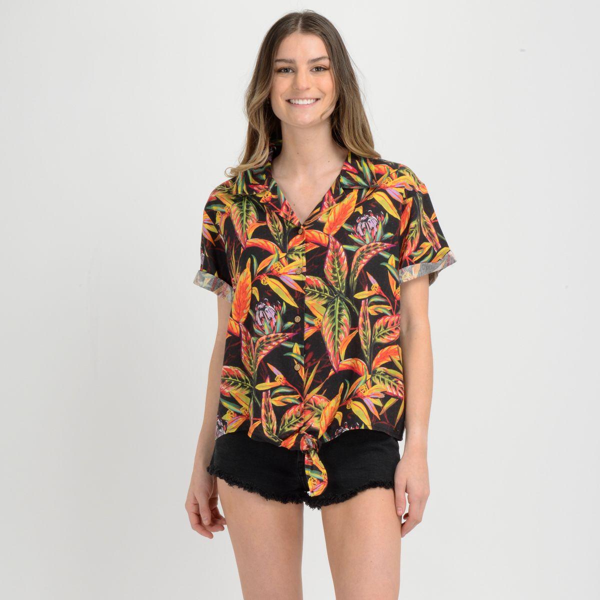BLUSA MANGA CORTA RAPPORT  NEGRO-0