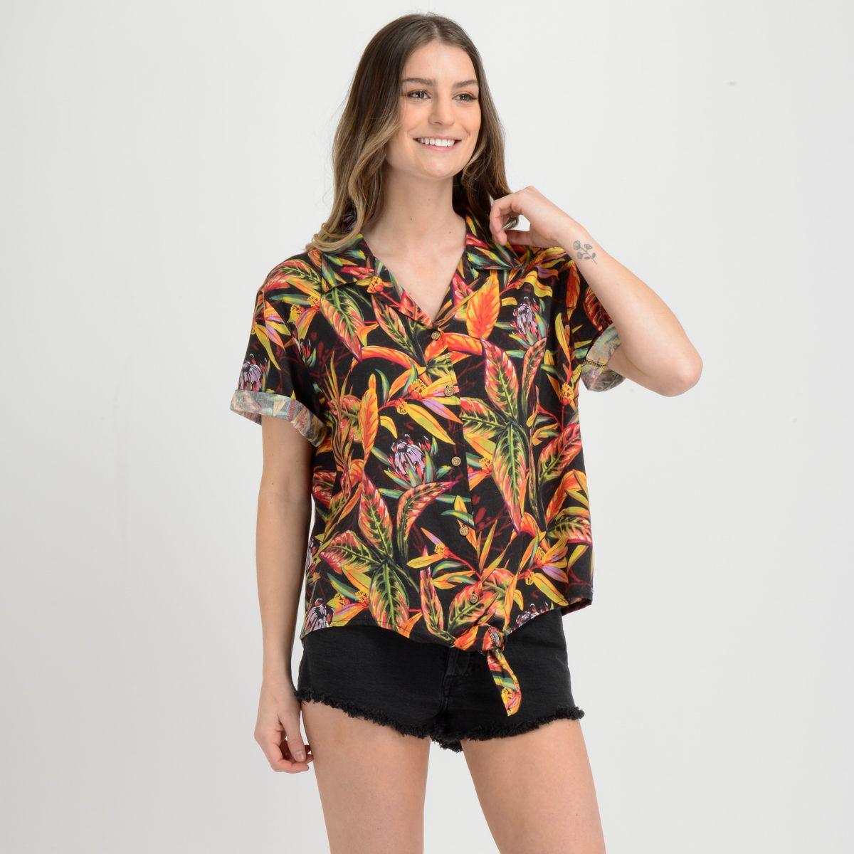 BLUSA MANGA CORTA RAPPORT  NEGRO-1