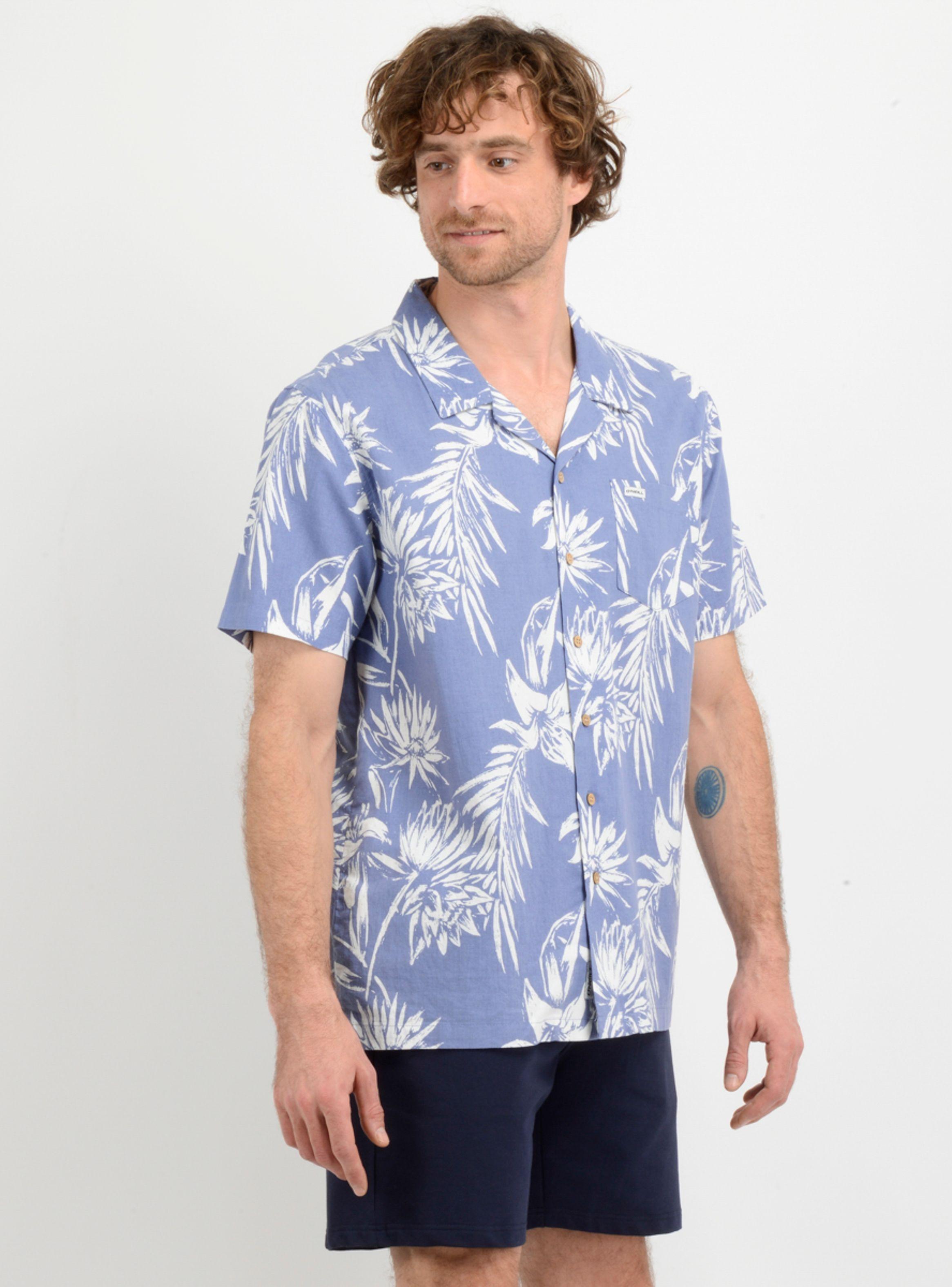 CAMISA MANGA CORTA TROPICANA  AZUL-3