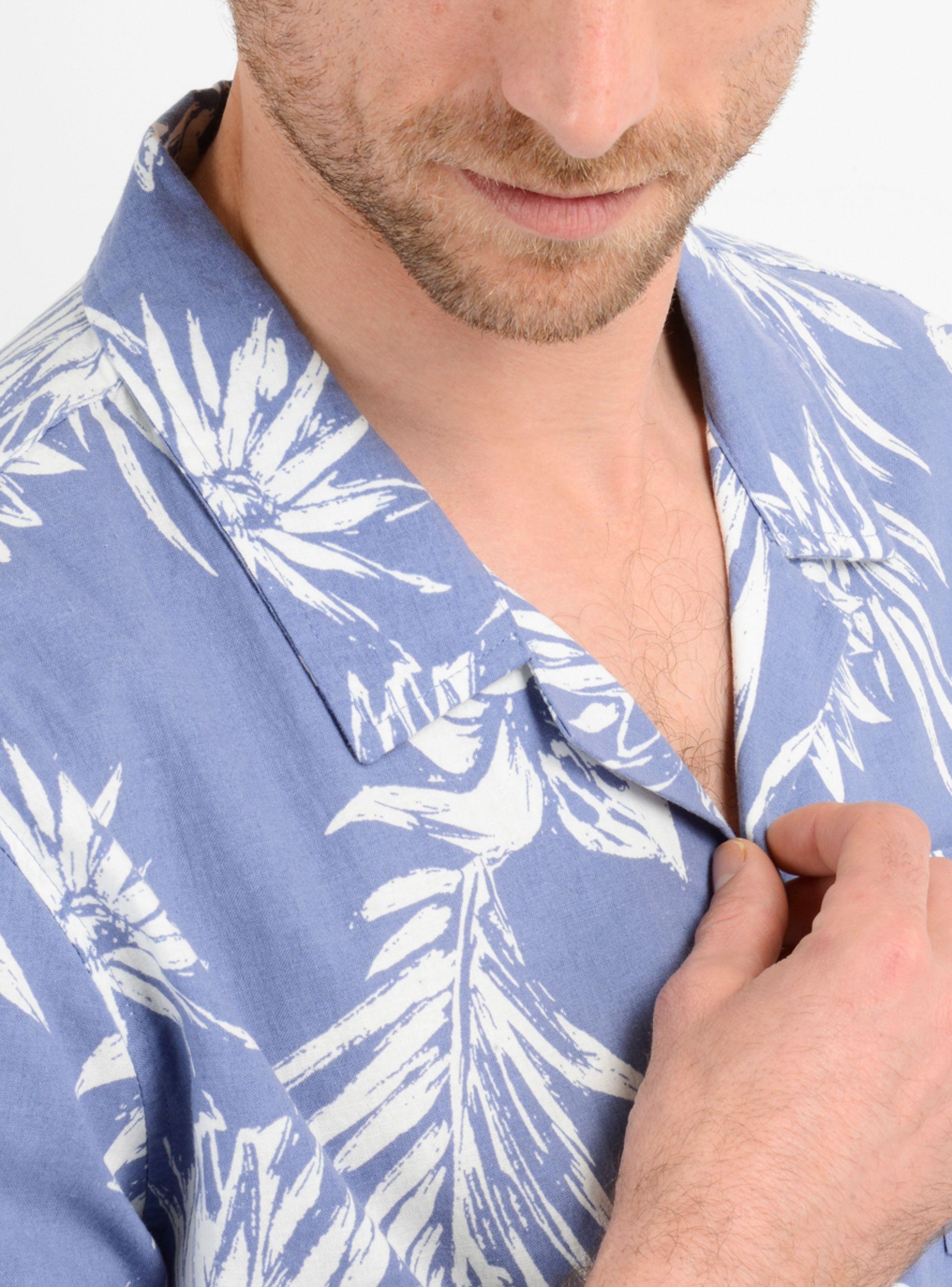 CAMISA MANGA CORTA TROPICANA  AZUL-5