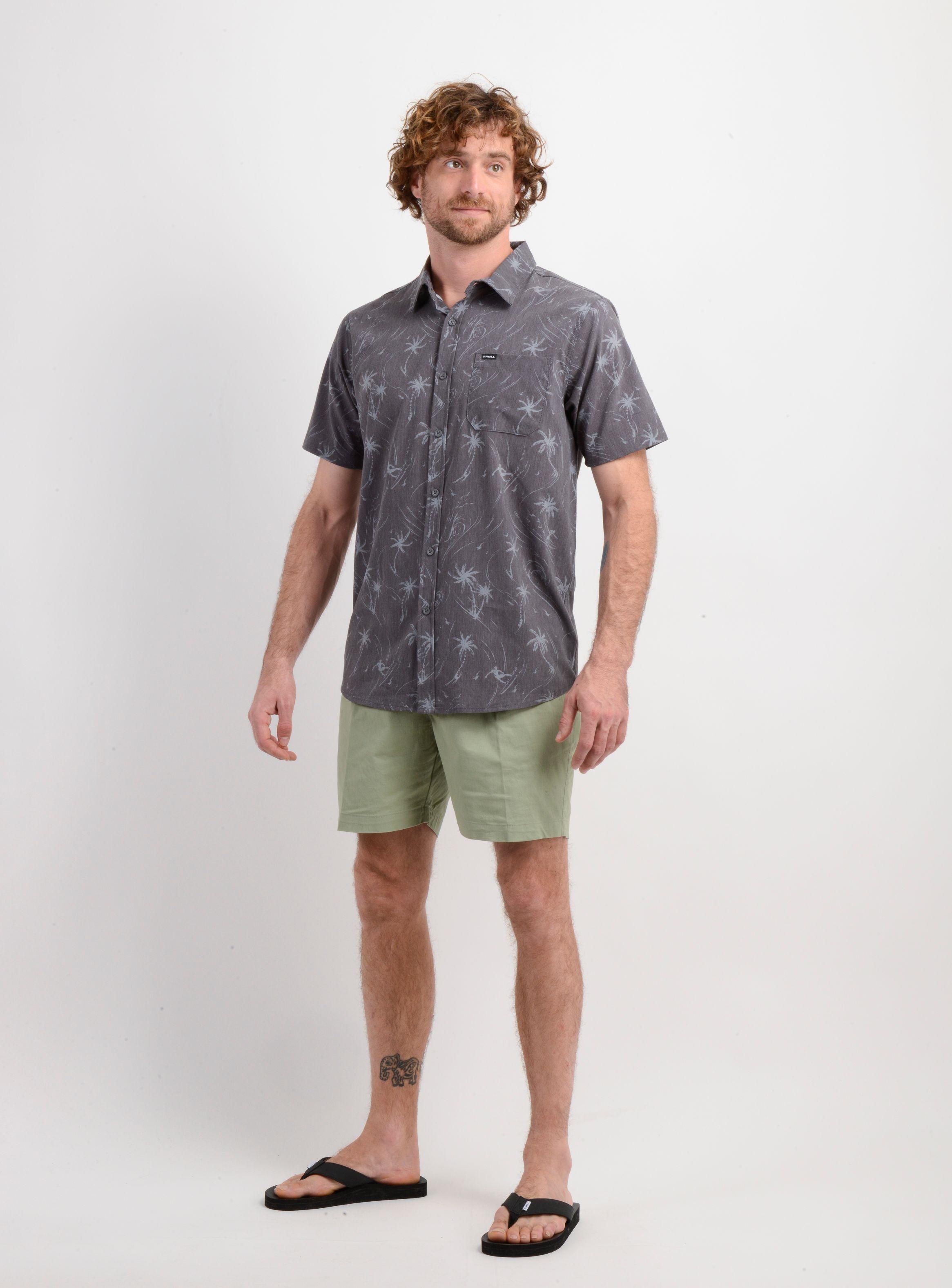 CAMISA MANGA CORTA TRVLR TRAVERSE PALM GRIS OSCURO-2