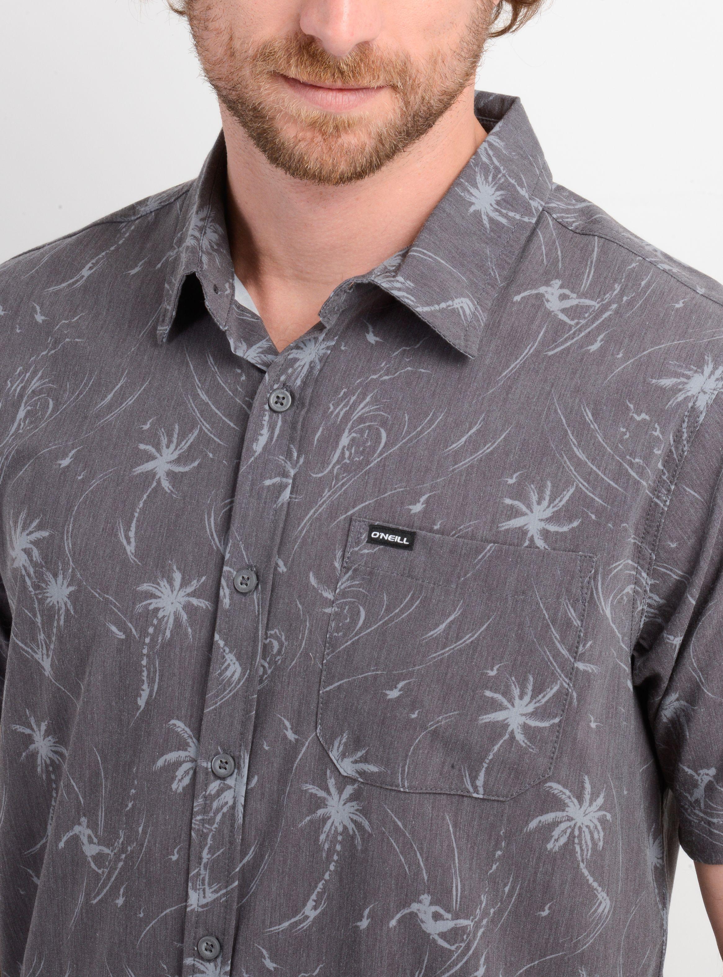 CAMISA MANGA CORTA TRVLR TRAVERSE PALM GRIS OSCURO-4