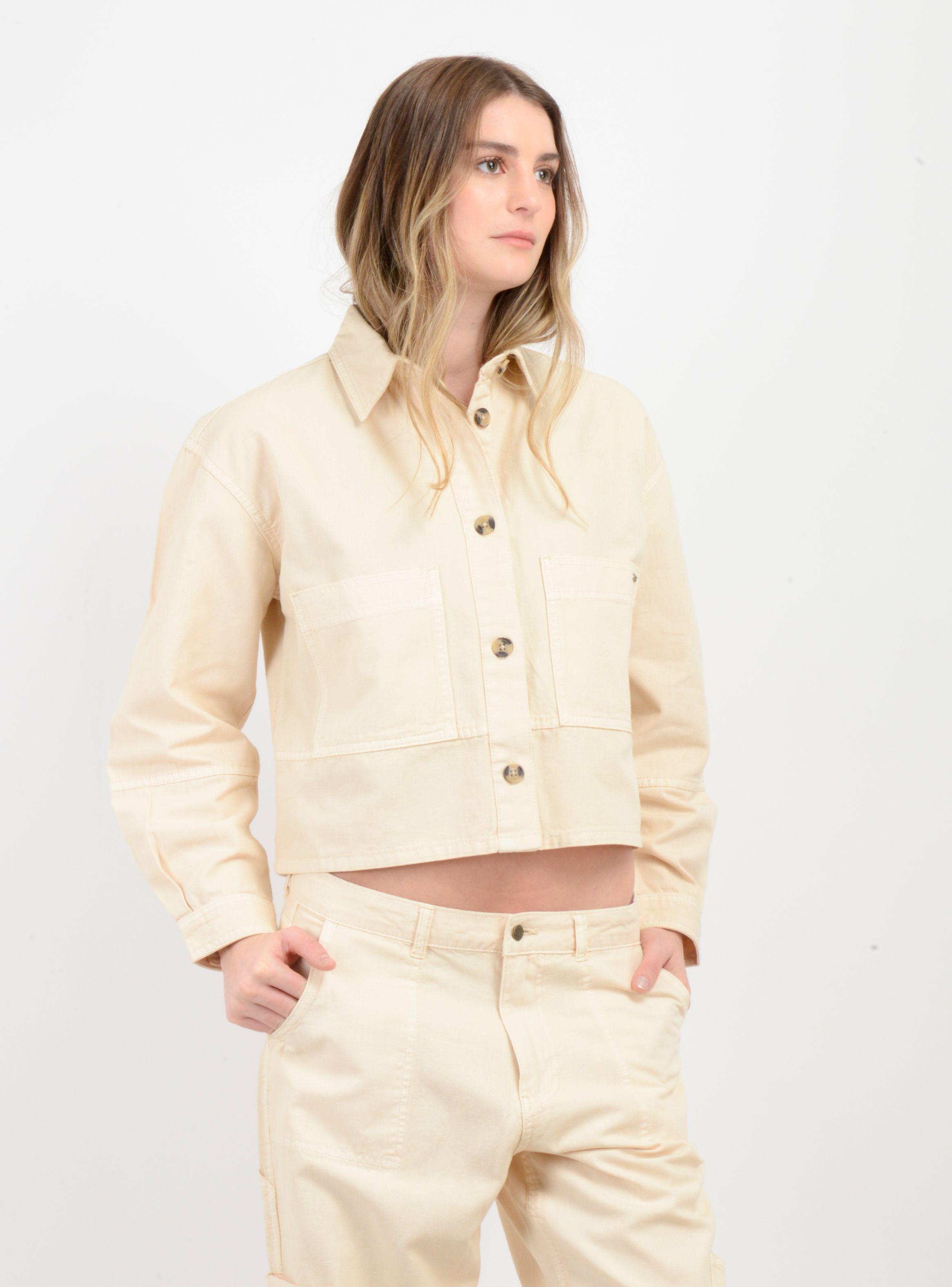 BLUSA MANGA LARGA SEVIE SHIRT BEIGE CLARO-3