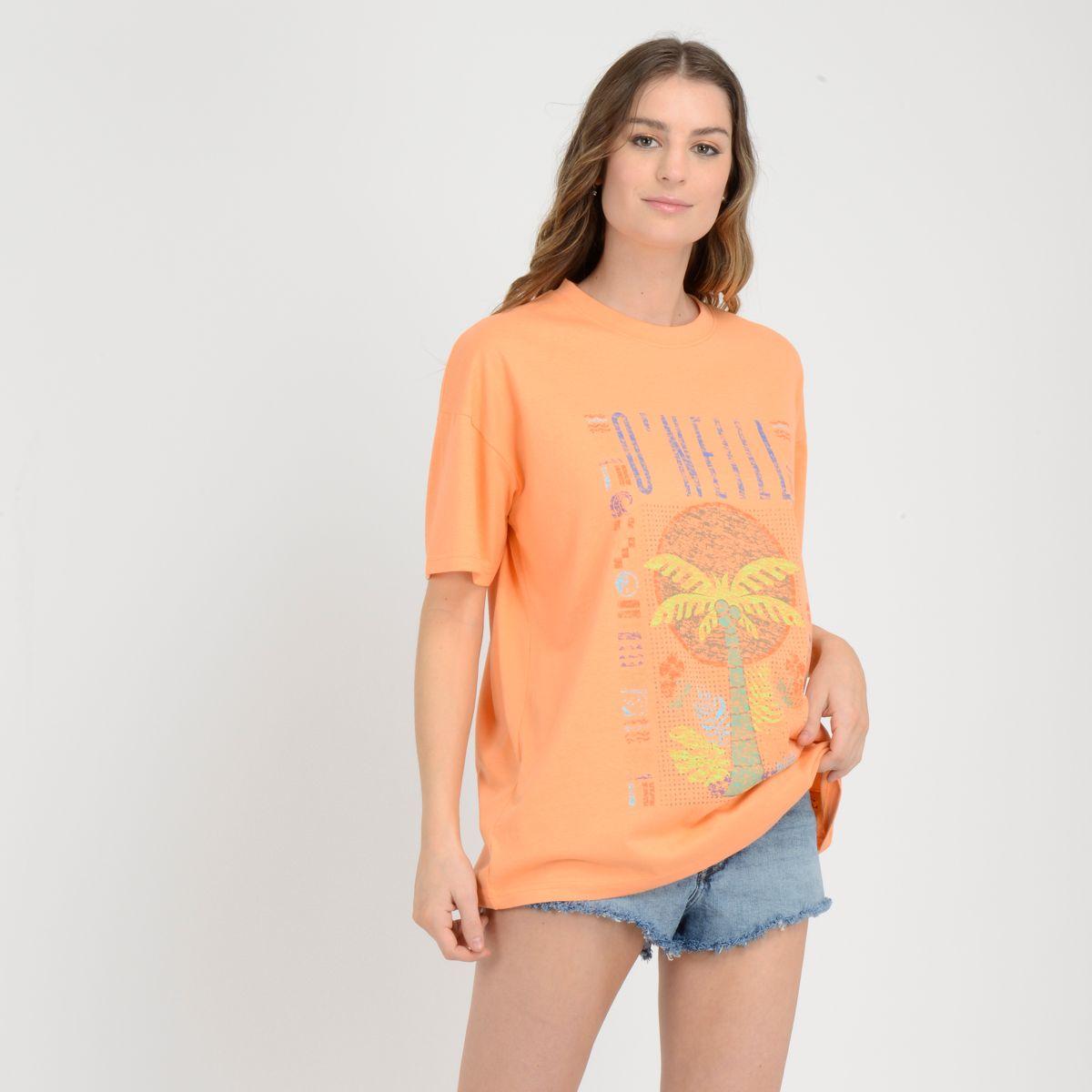 POLERA MANGA CORTA LEAVES  NARANJO CLARO-1