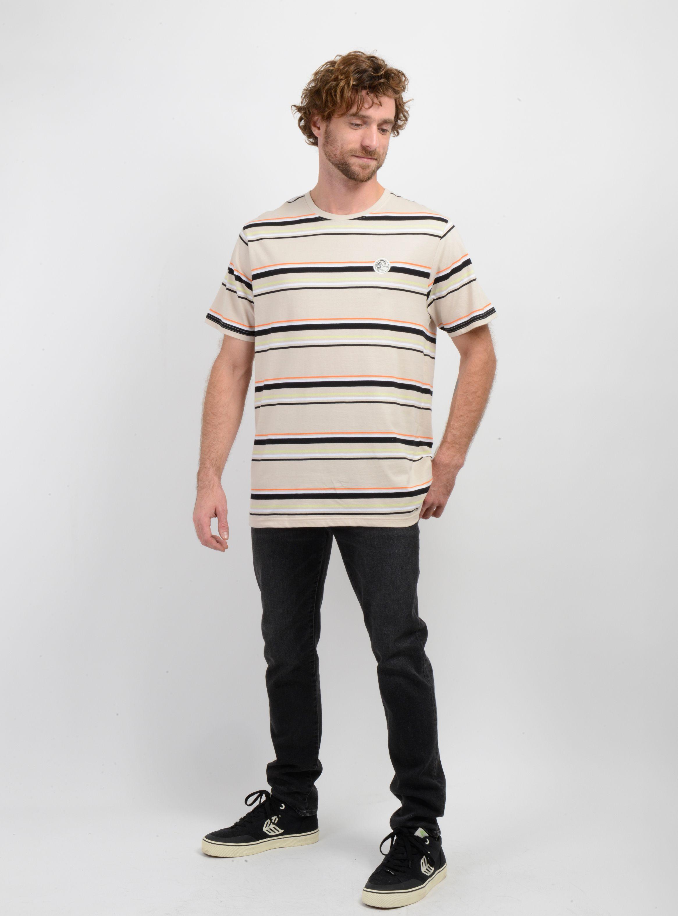 POLERA MANGA CORTA ORIGINALS STRIPE BEIGE CLARO-2
