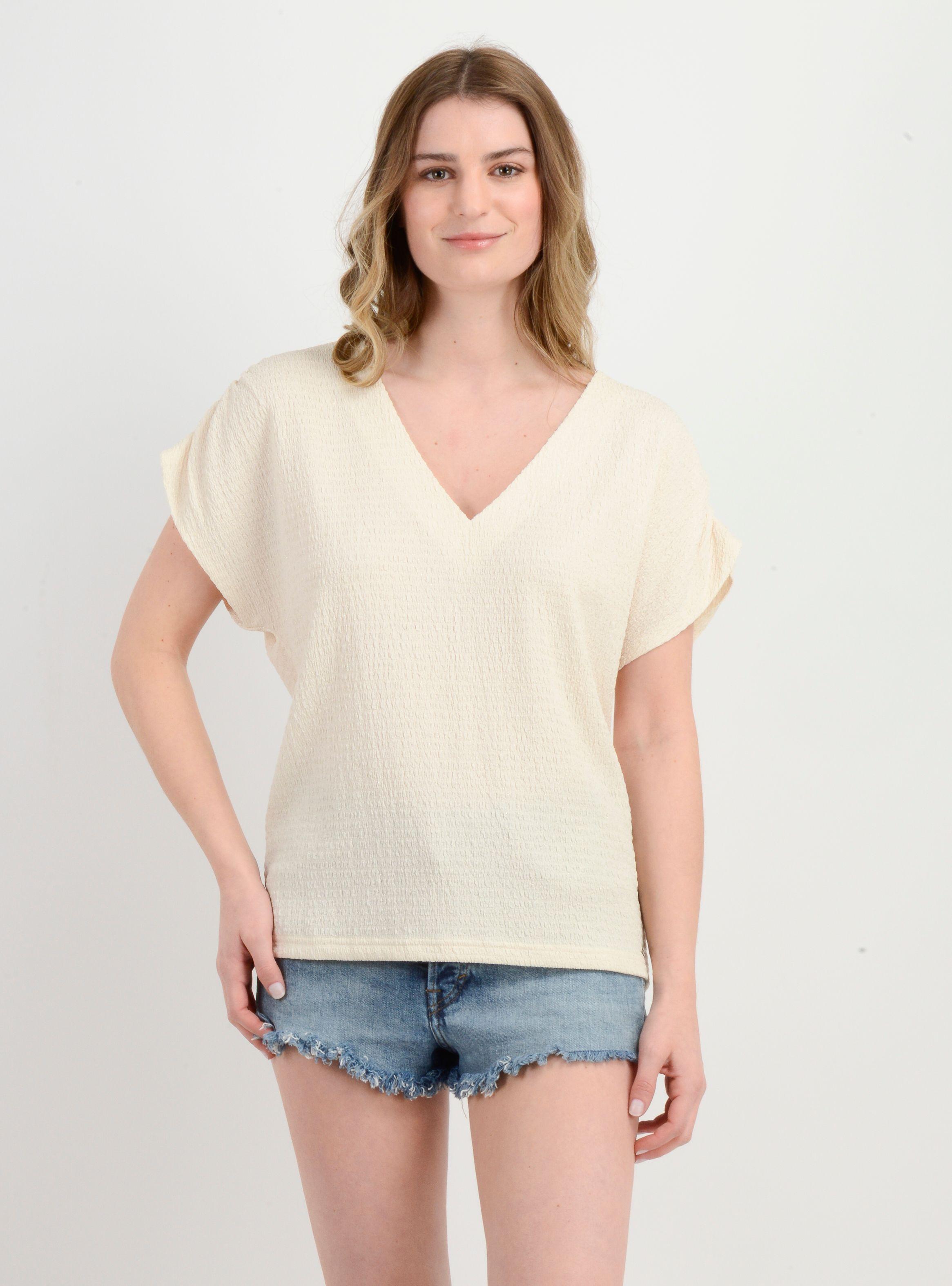 POLERA MANGA CORTA CAMILE BEIGE CLARO-0