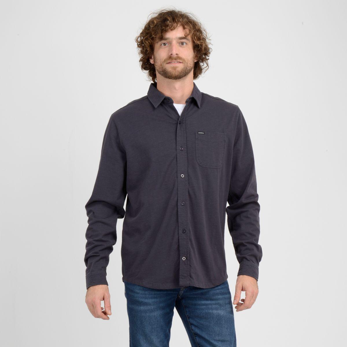 CAMISA MANGA LARGA CORON  AZUL-0