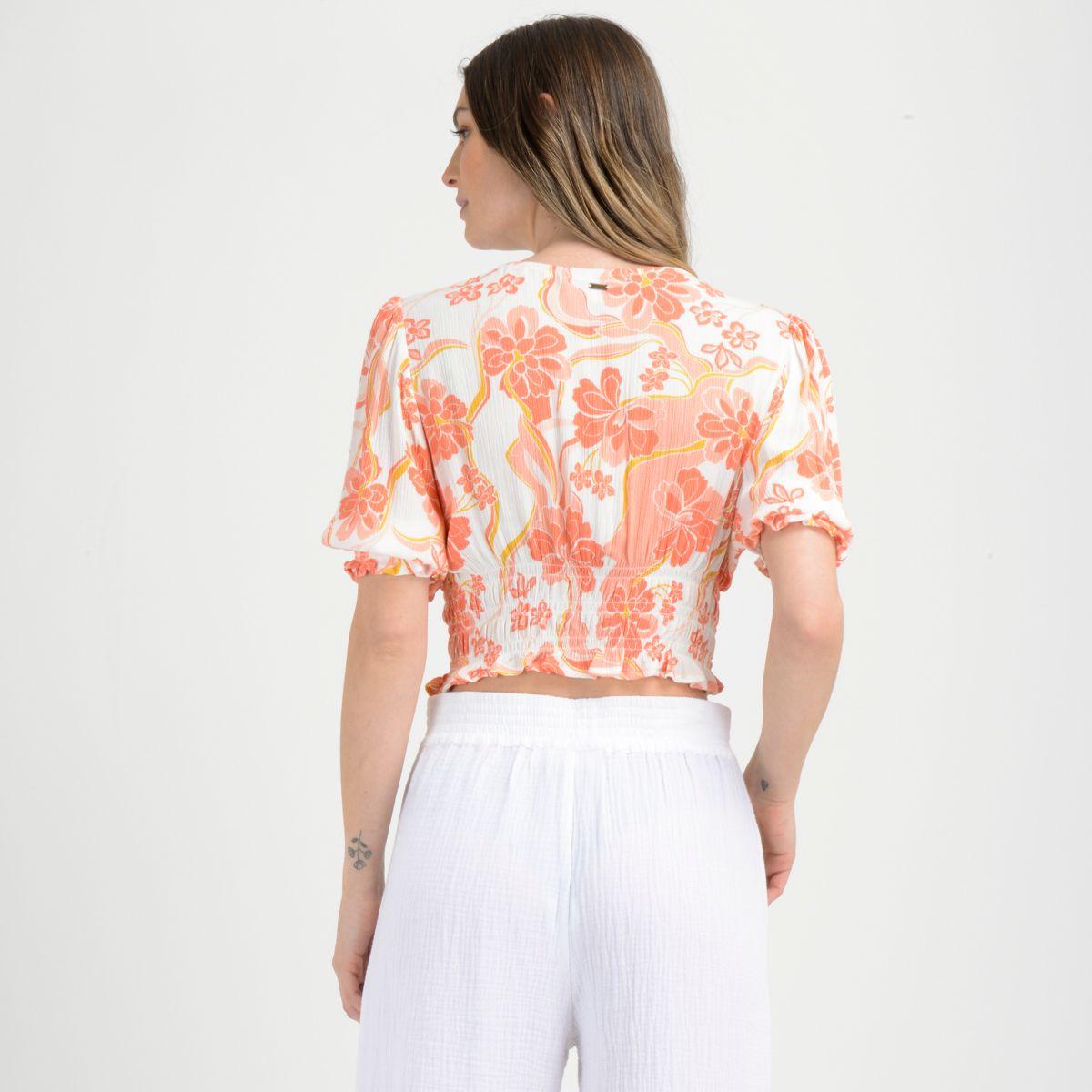 BLUSA MANGA CORTA PRINT  NARANJO CLARO-2