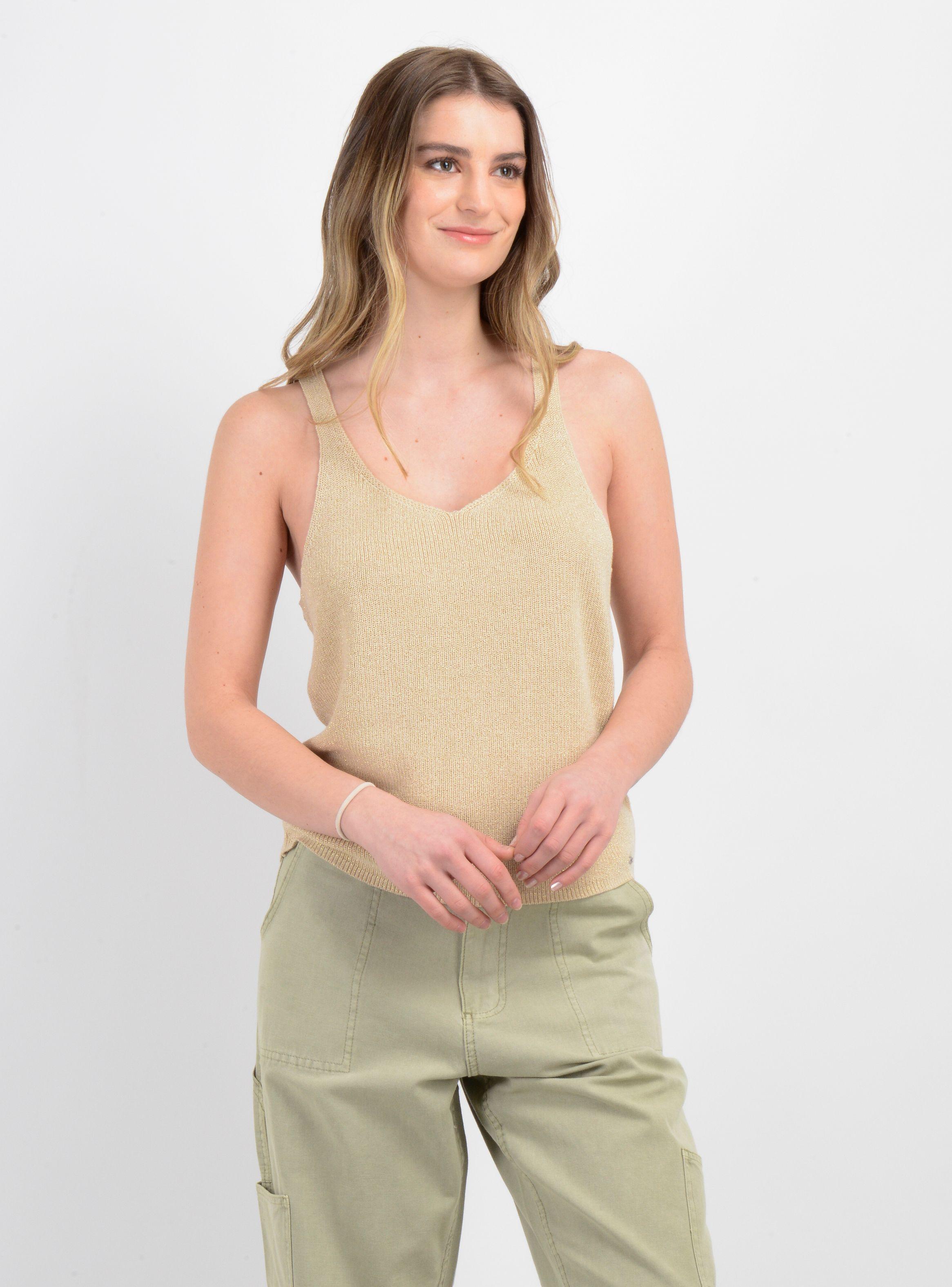 POLERA TEJIDA SIN MANGAS KAILEY BEIGE-3