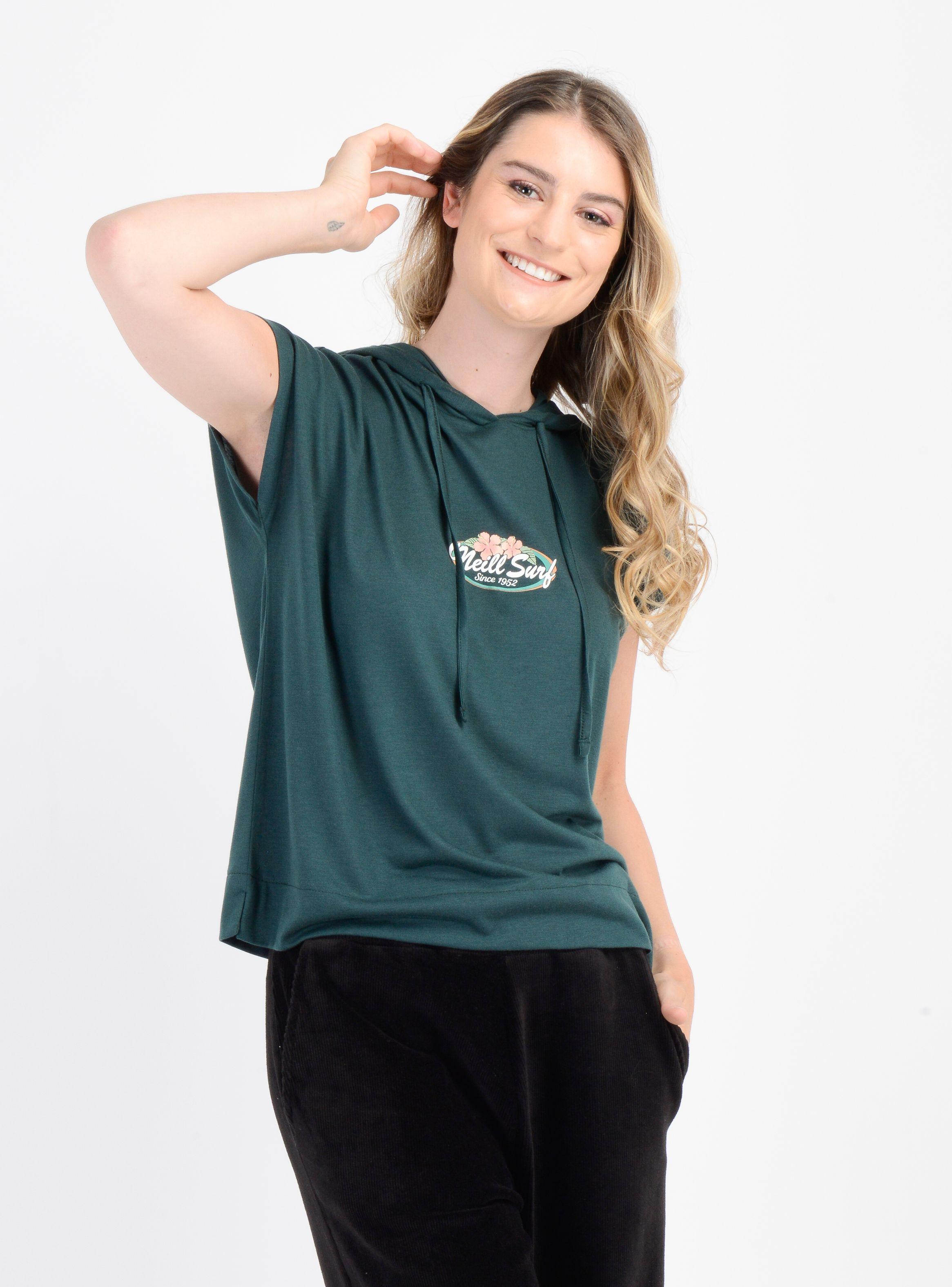 POLERA MANGA CORTA BEACHY BLOOM  VERDE OSCURO-3