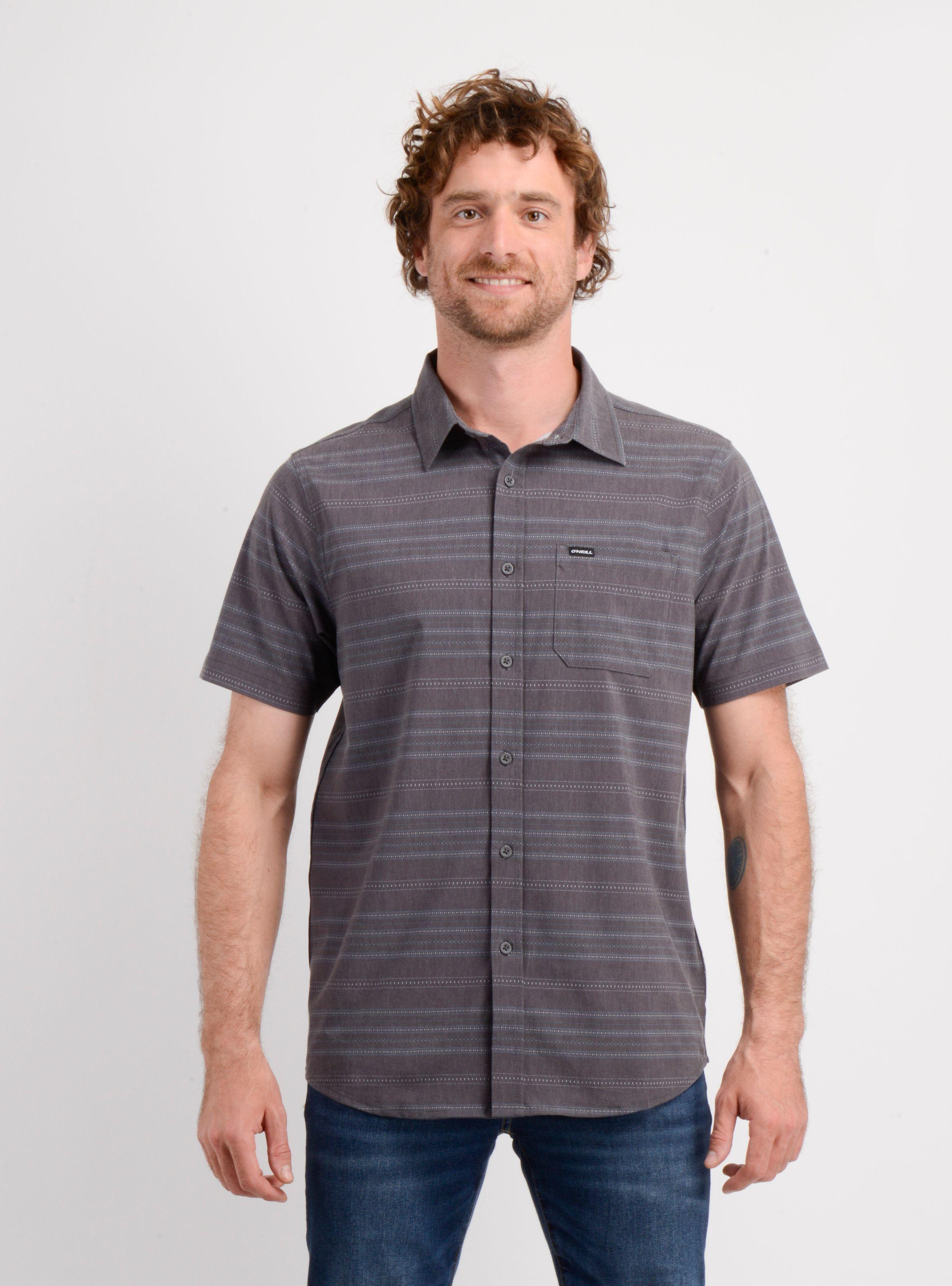 CAMISA MANGA CORTA TRVLR TRAVERSE STRIPE GRIS OSCURO-0