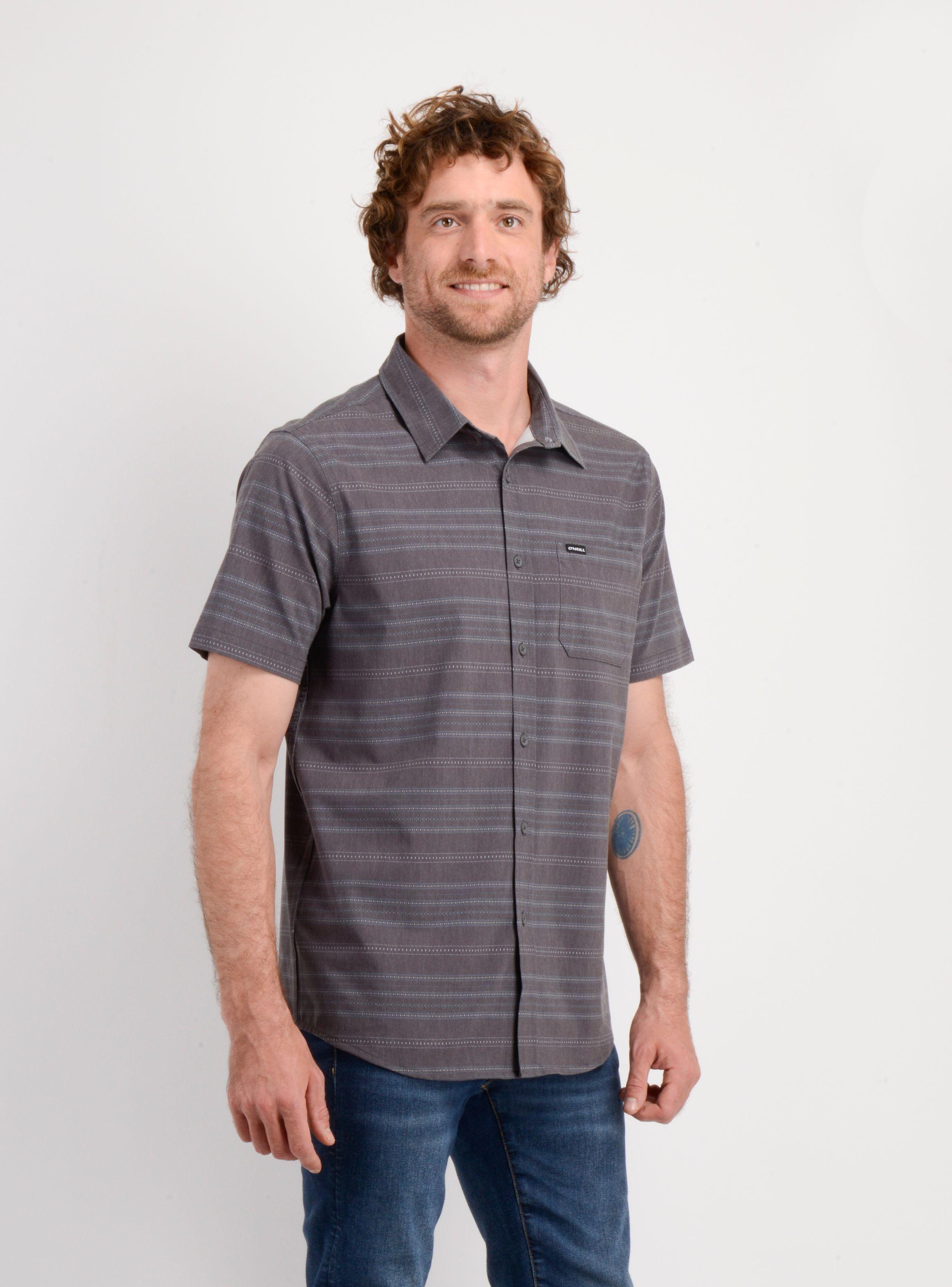 CAMISA MANGA CORTA TRVLR TRAVERSE STRIPE GRIS OSCURO-3