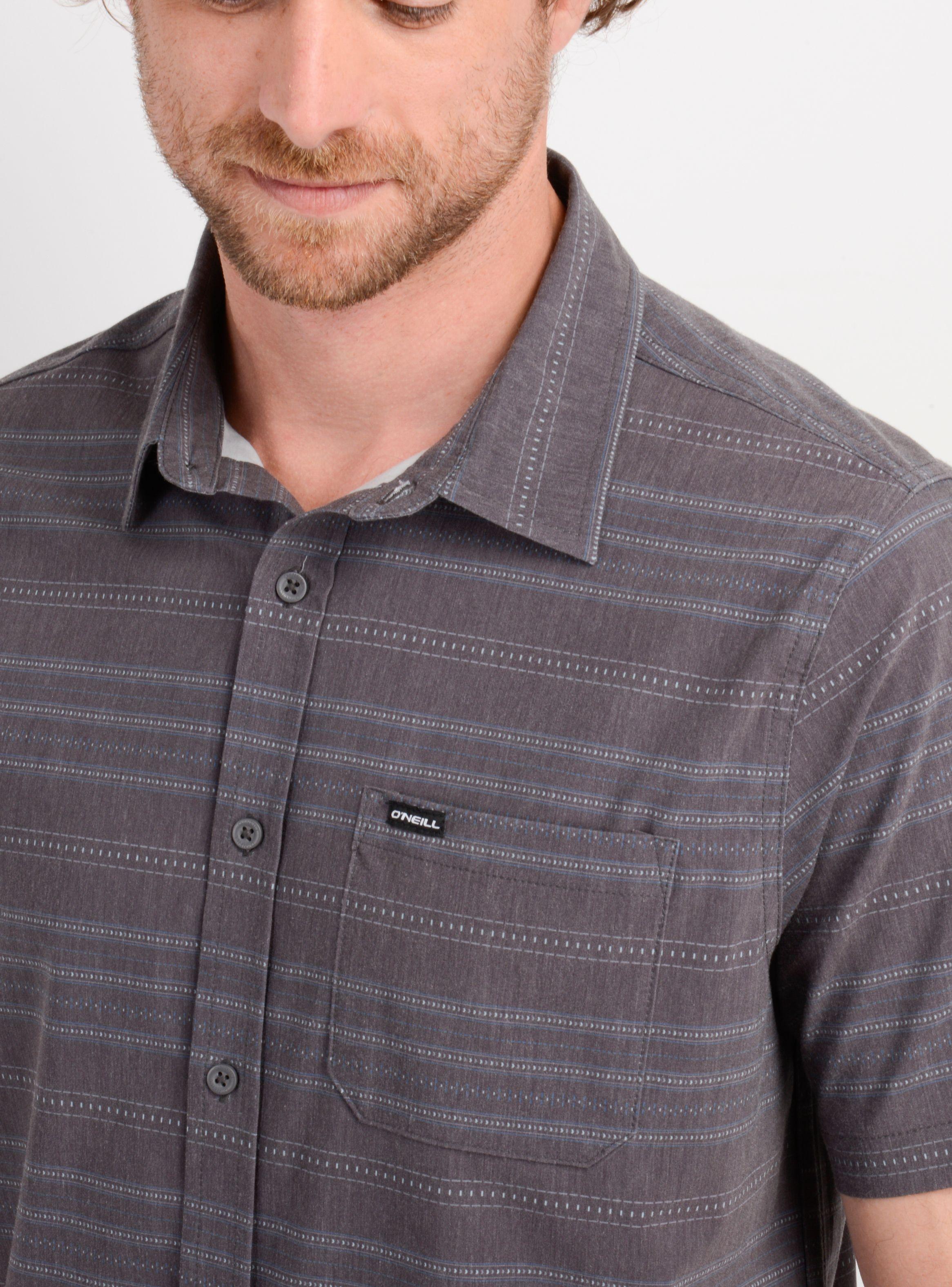 CAMISA MANGA CORTA TRVLR TRAVERSE STRIPE GRIS OSCURO-4