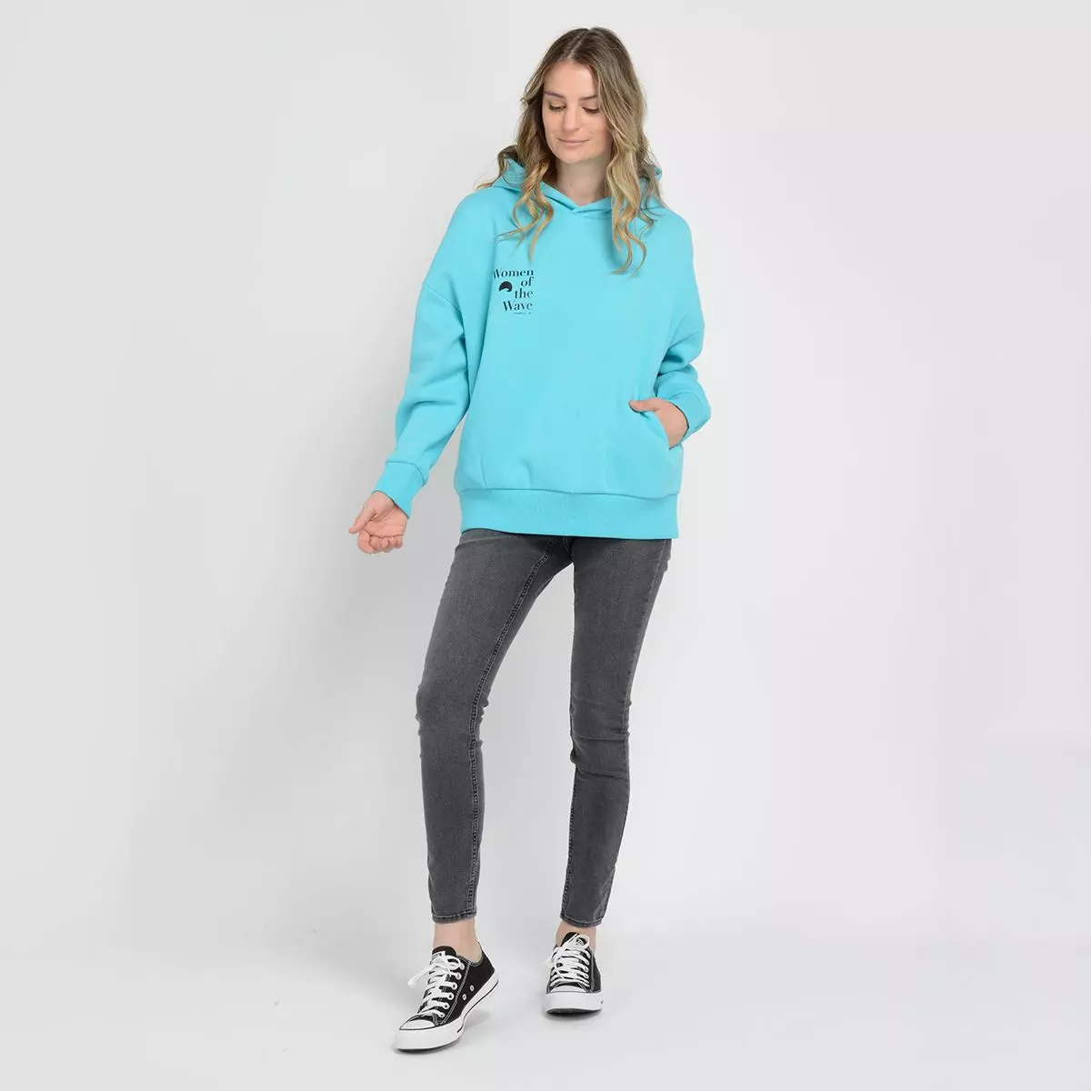 POLERON HODDIE -  I23MU072003 AZUL TURQUESA / AGUA-3