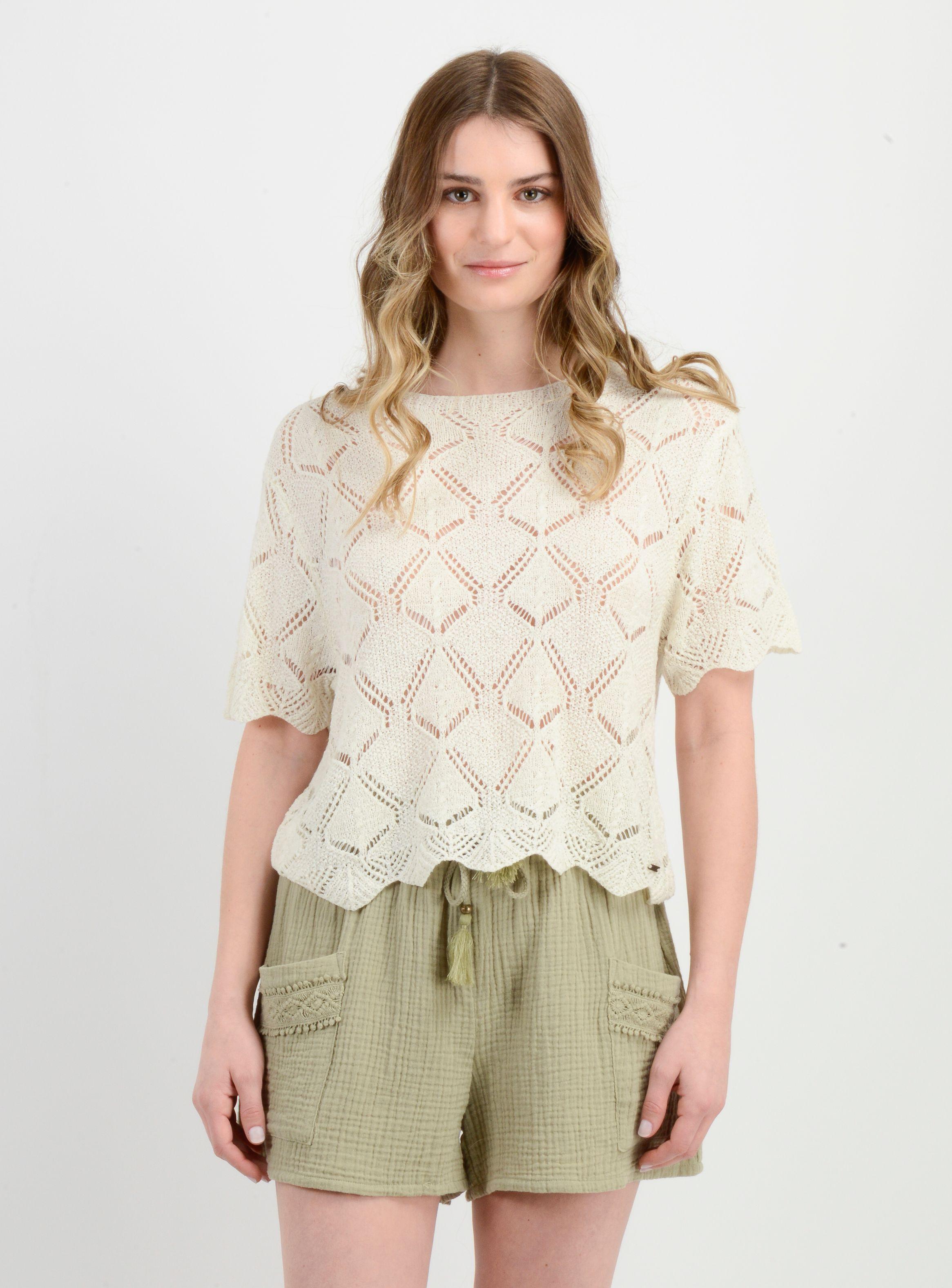 POLERA TEJIDA MANGA CORTA ELLISON BEIGE CLARO-0