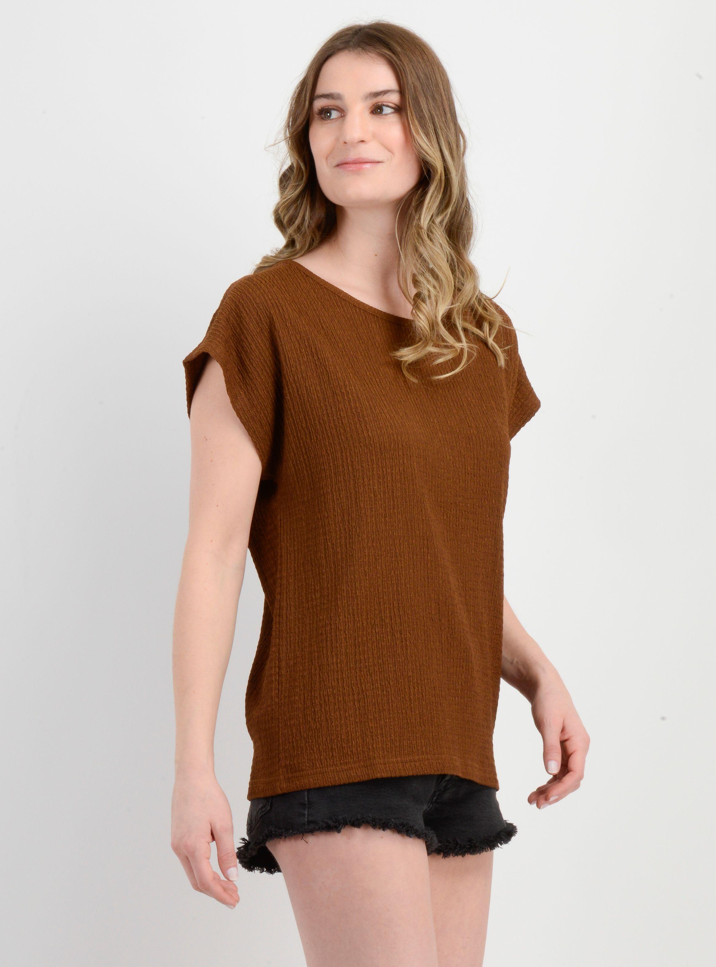 POLERA MANGA CORTA ELISA CAFÉ CLARO-3