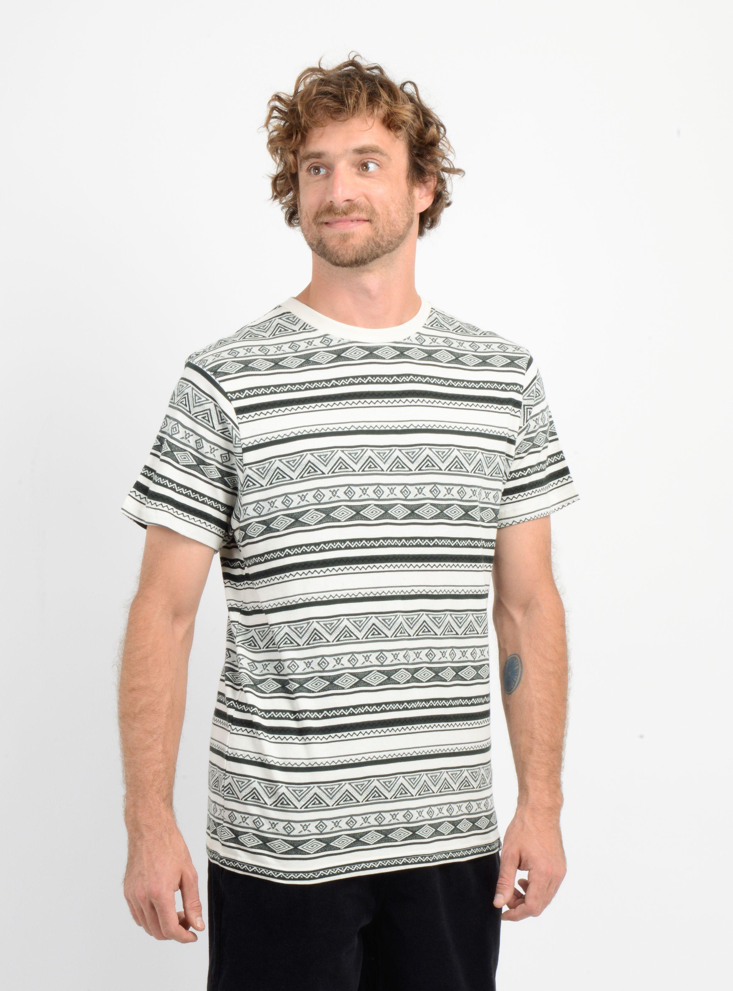 POLERA MANGA CORTA IKAT JACQUARD BEIGE CLARO-3