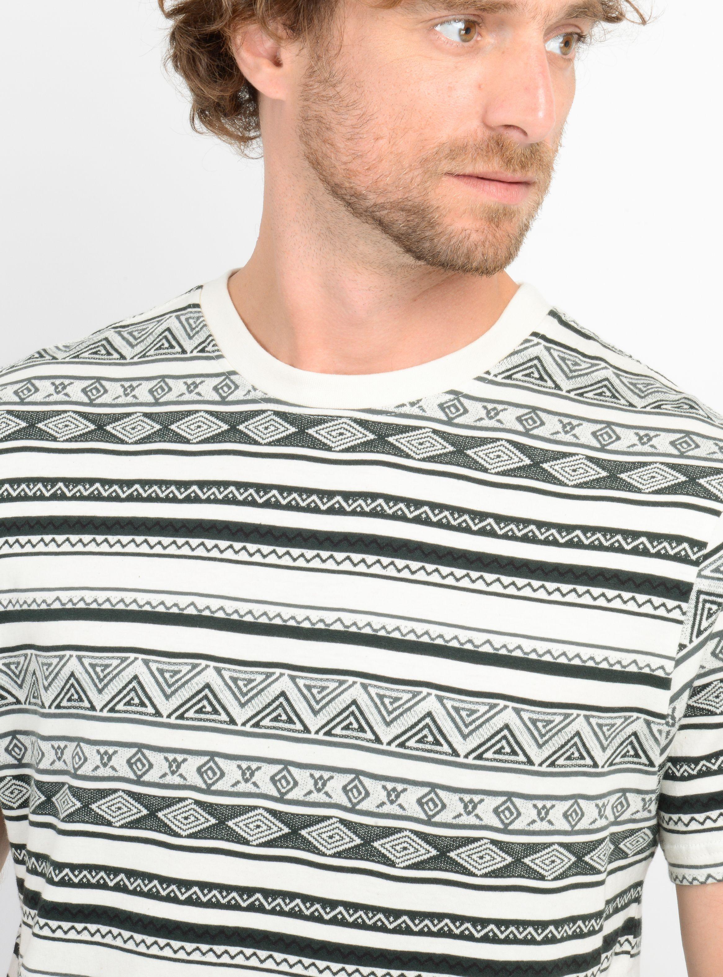 POLERA MANGA CORTA IKAT JACQUARD BEIGE CLARO-4