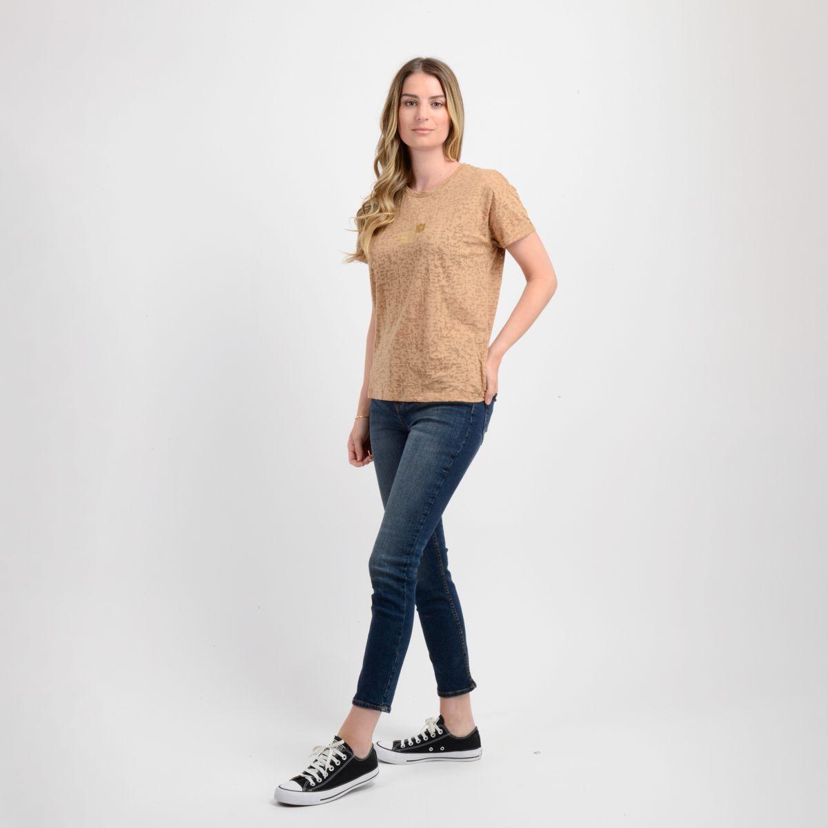 POLERA MANGA CORTA DITSY  CAFÉ CLARO-2