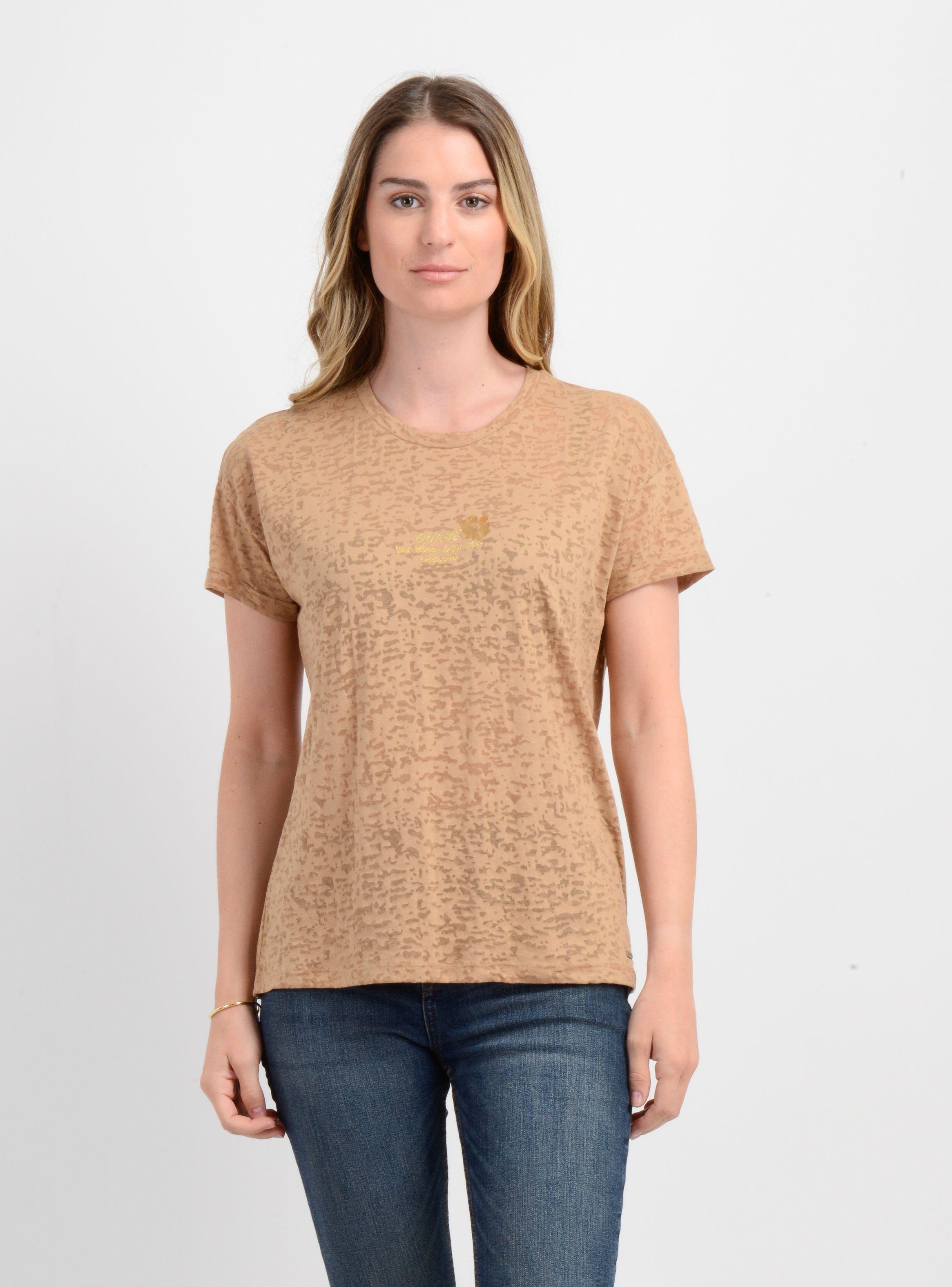 POLERA MANGA CORTA DITSY  CAFÉ CLARO-0