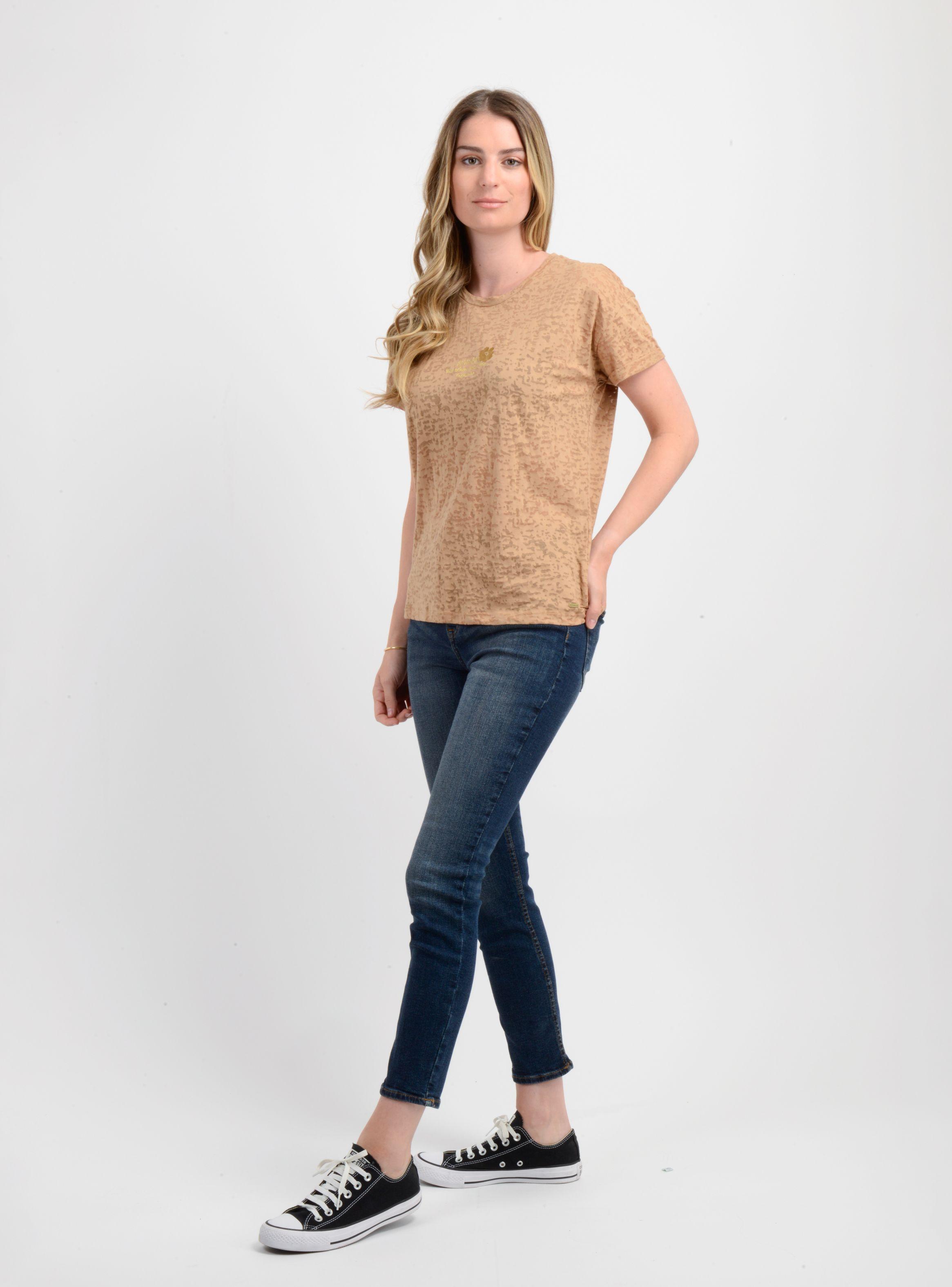 POLERA MANGA CORTA DITSY  CAFÉ CLARO-2