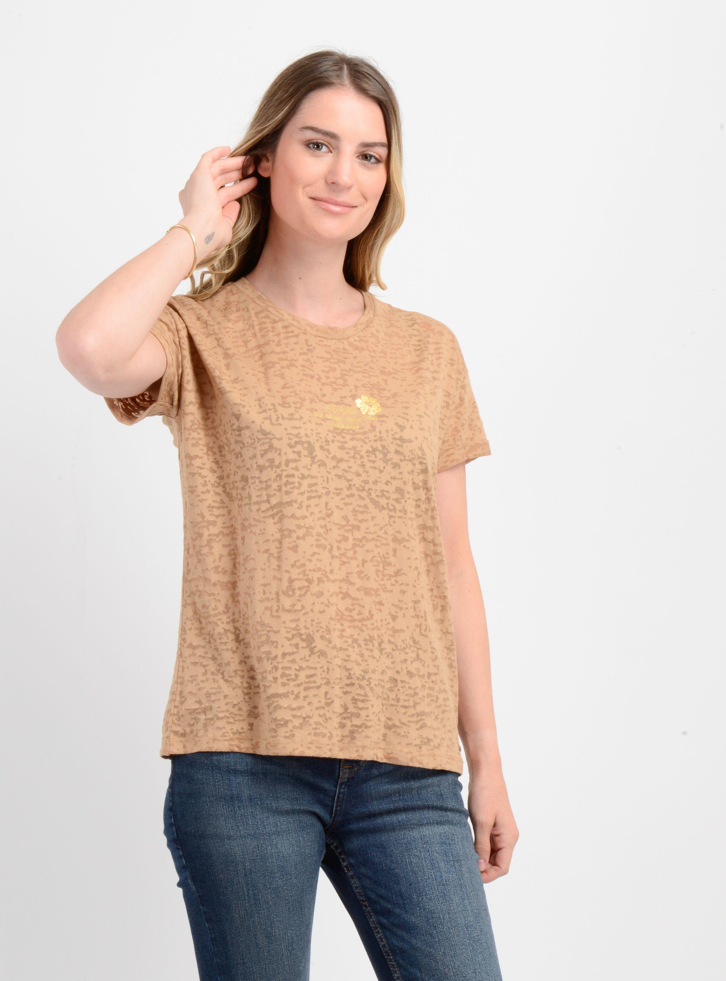 POLERA MANGA CORTA DITSY  CAFÉ CLARO-3