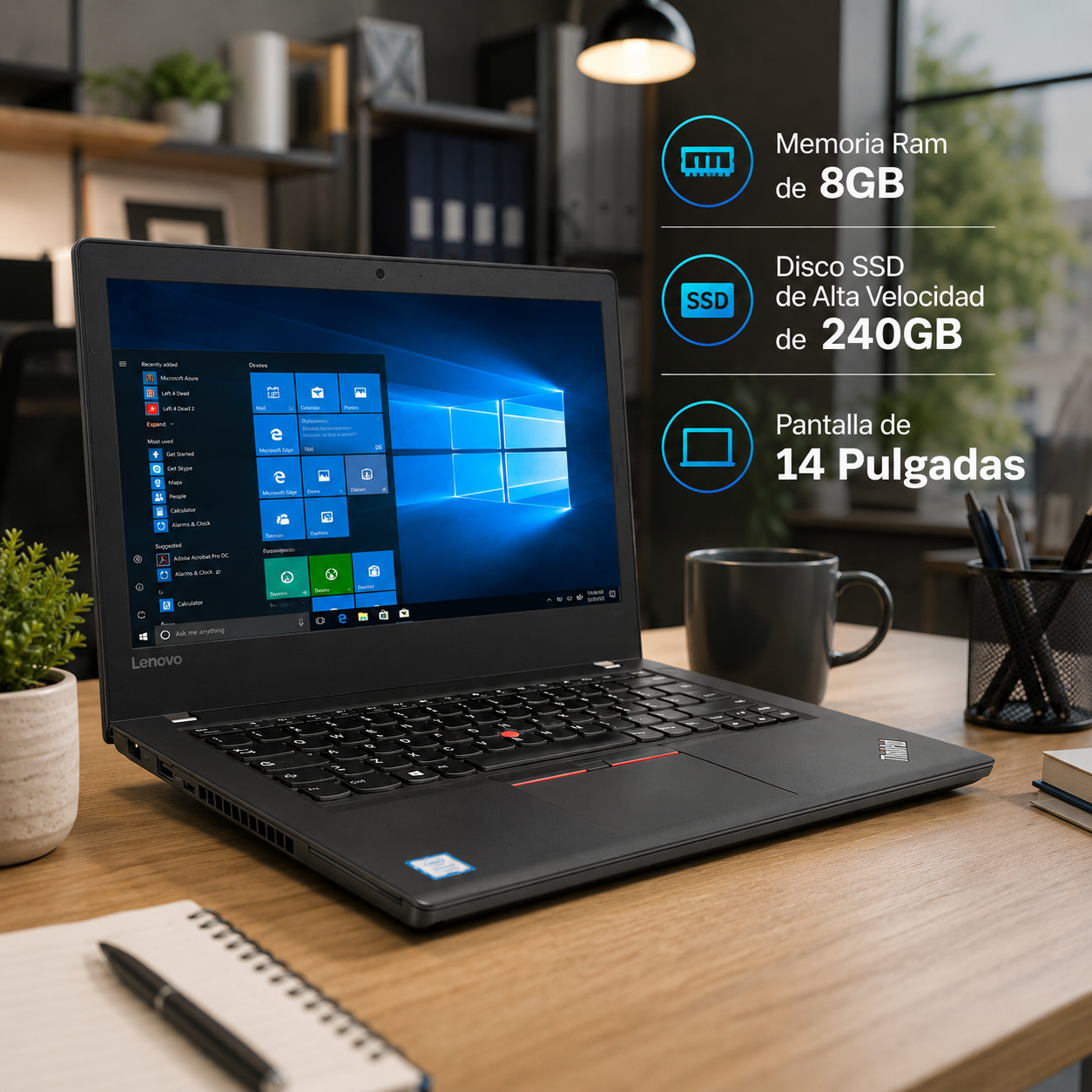 Notebook Lenovo ThinkPad T470 Core i5 6ta Gen 8GB Ram 240GB SSD REACONDICIONADO-4