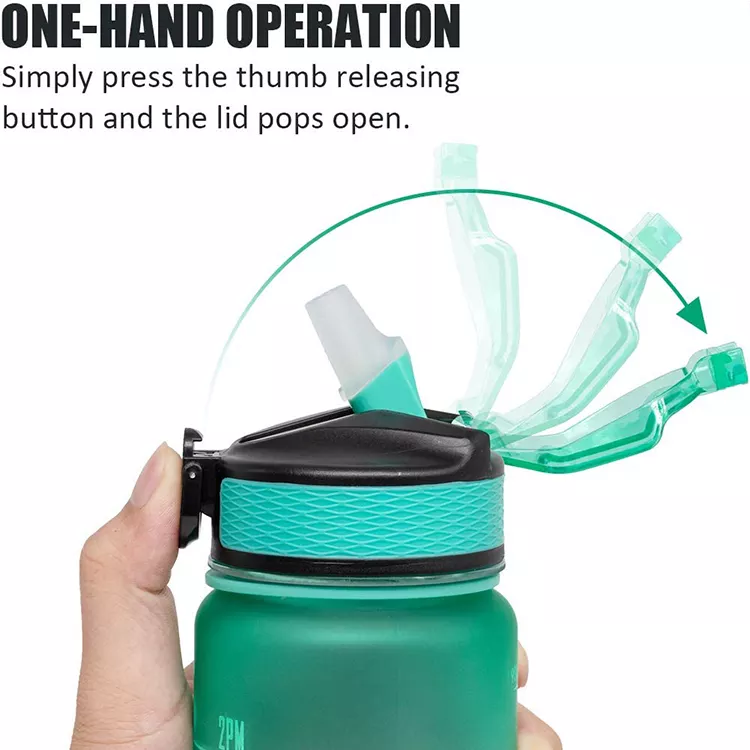 Botella Agua 1 Litro Marcador Horario Sin Bpa Azul-4