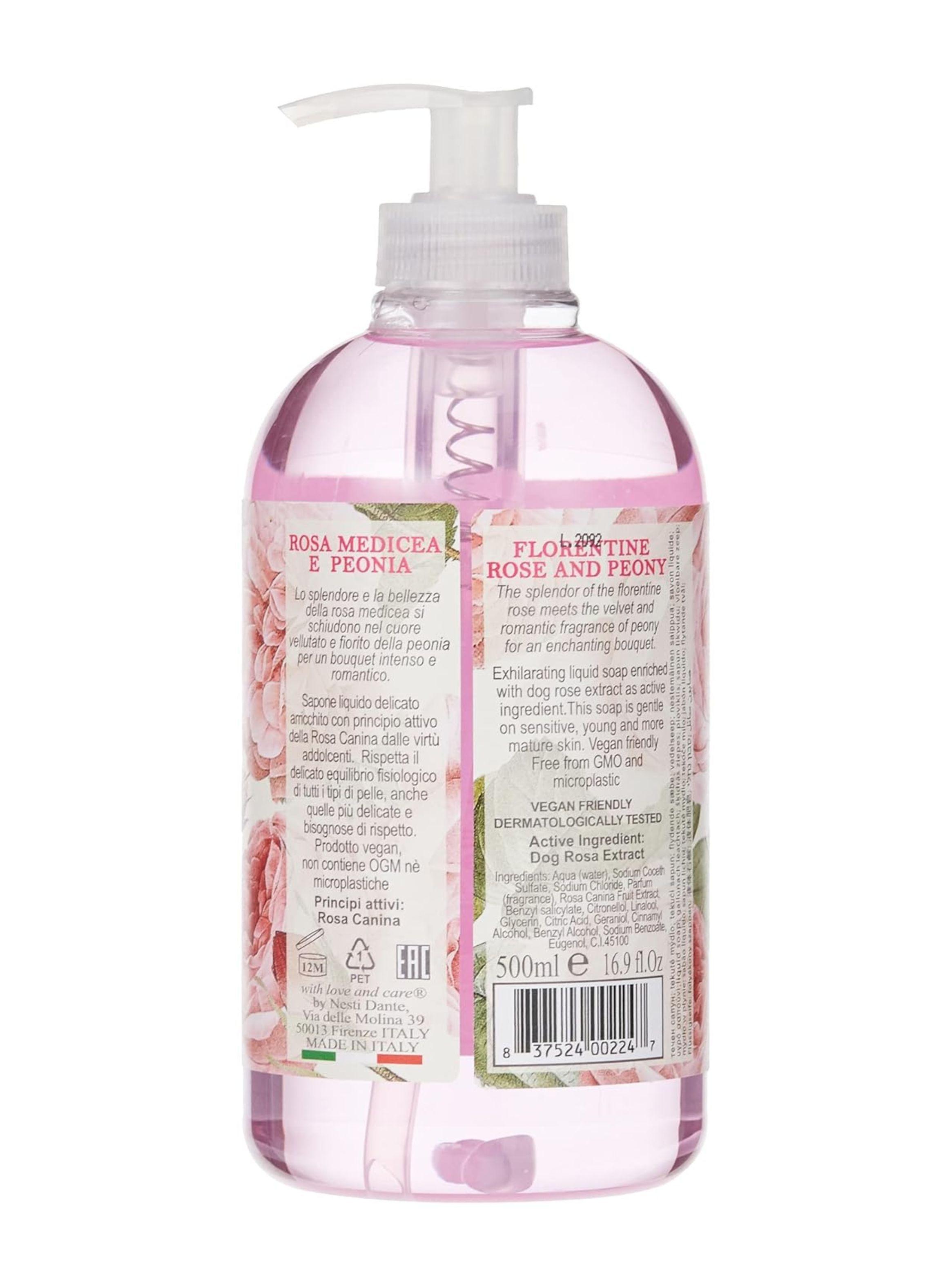 Jabón Liquido Italiano Nesti Dante 500 ml - Rosa Peonia-1