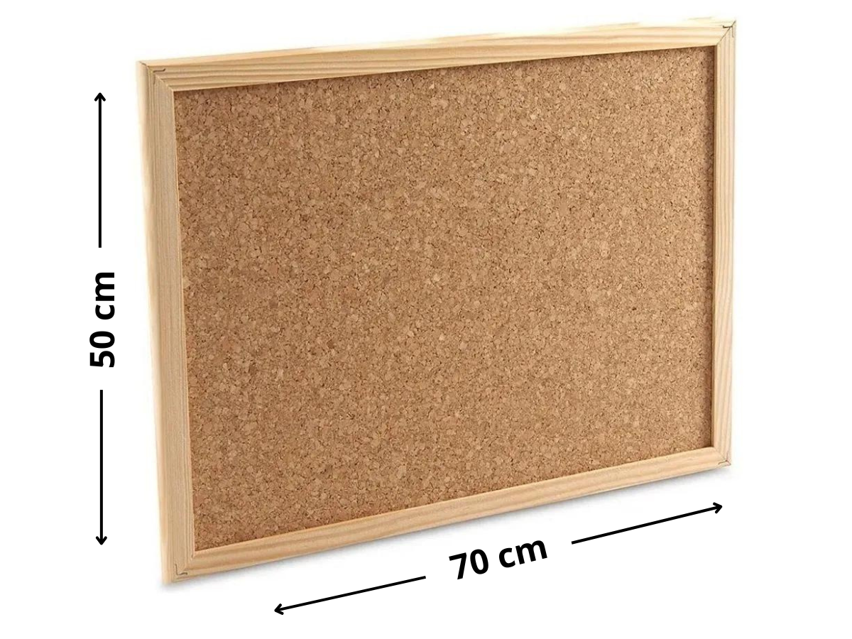 Pizarra De Corcho 50x70cm Borde De Madera Colgar En Pared-1