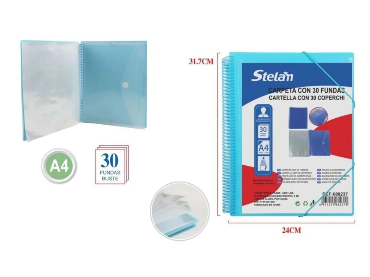 Carpeta Archivador De Documentos 30 Fundas Con Espiral A4-1