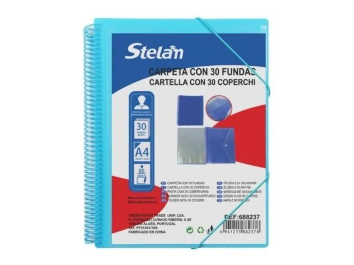 Carpeta Archivador De Documentos 30 Fundas Con Espiral A4-0
