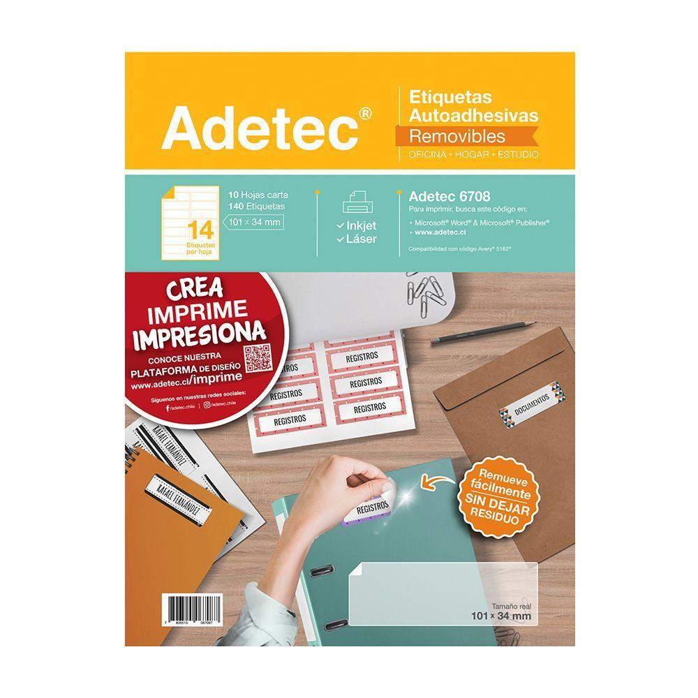 Etiquetas Adhesivas Removibles 101x34mm X 10 Hj - 6708-0