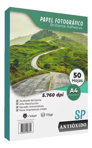 Papel Fotográfico Adhesivo Glossy 115 g A4 X 50 Hojas-0