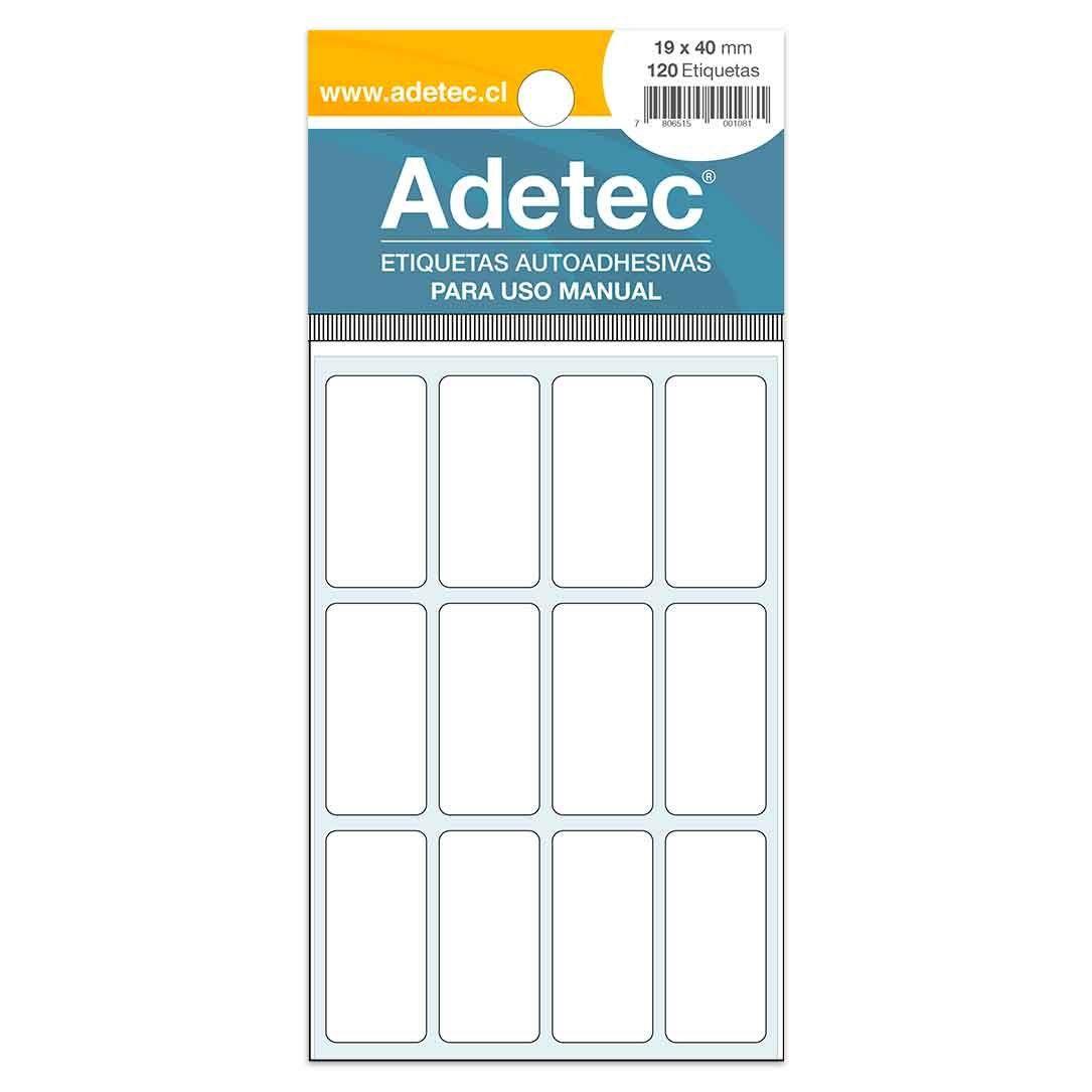  Etiquetas Manual Adetec Rectangular Blanca 19x40 Mm -117-0