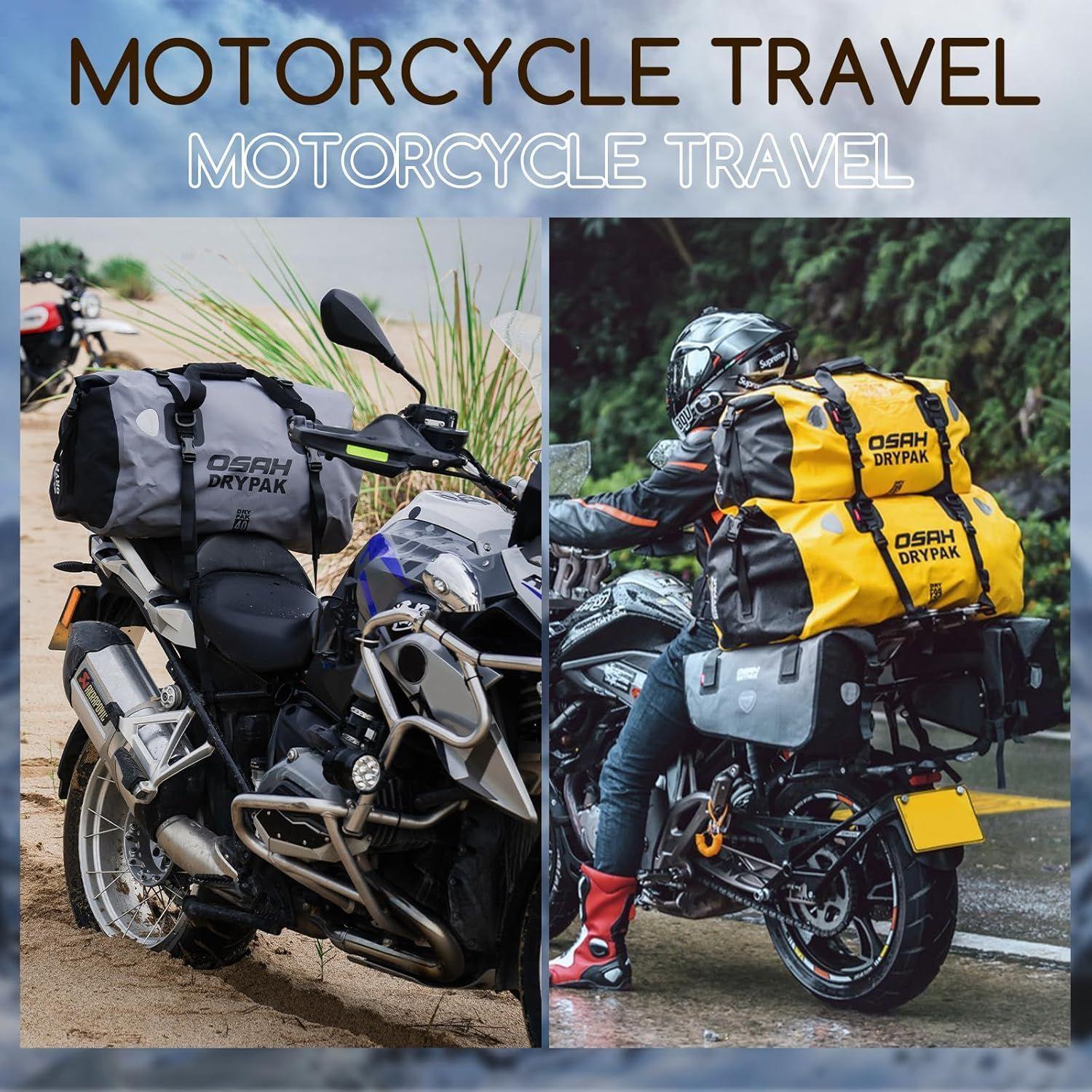 Bolso seco impermeable NEGRO 25L – Bolsa equipaje de motocicleta con correas para asiento trasero-6