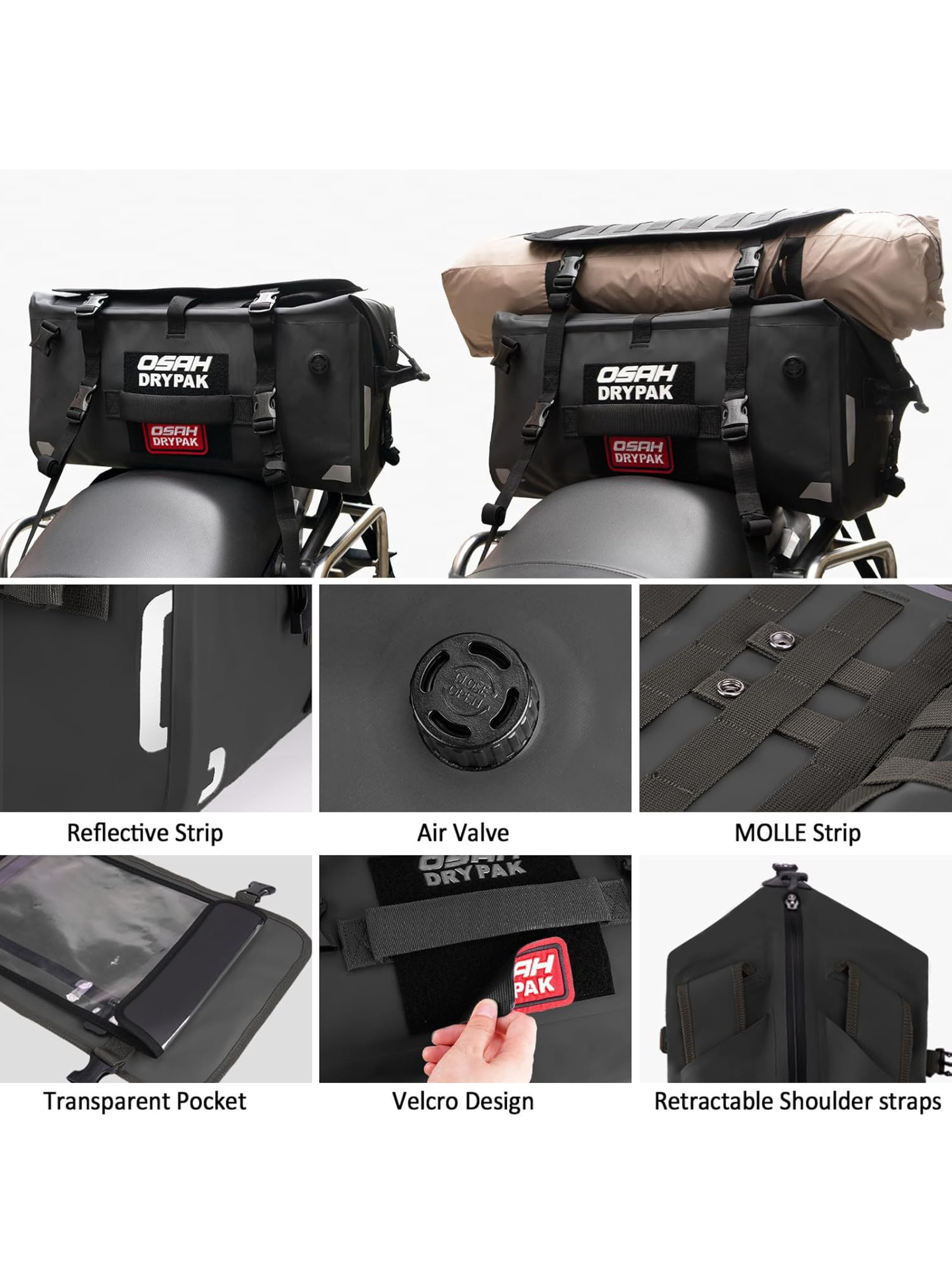 Bolso Cola 40L Motocicleta Anclajes Topcase Semirigido-2