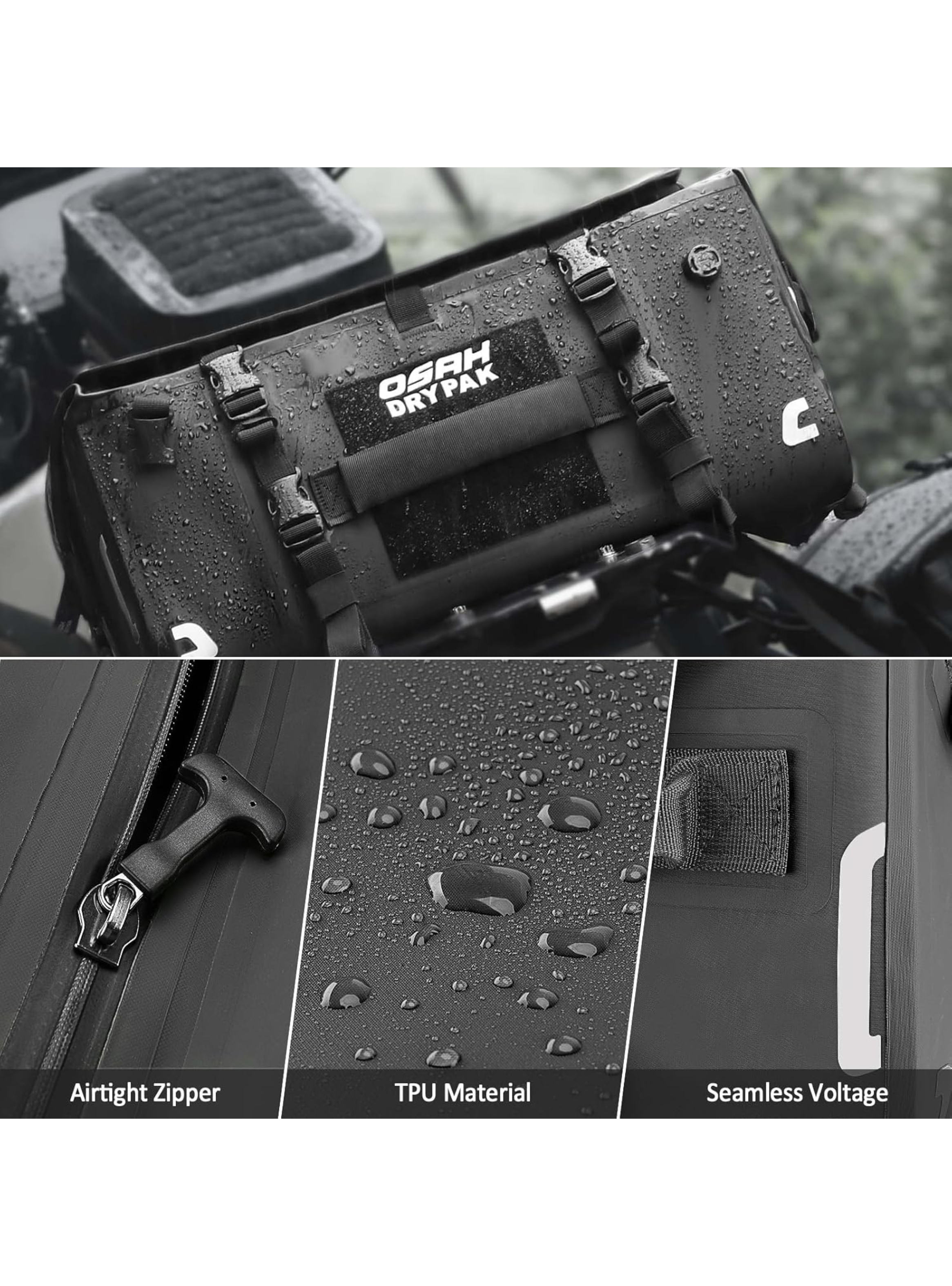 Bolso Cola 40L Motocicleta Anclajes Topcase Semirigido-5