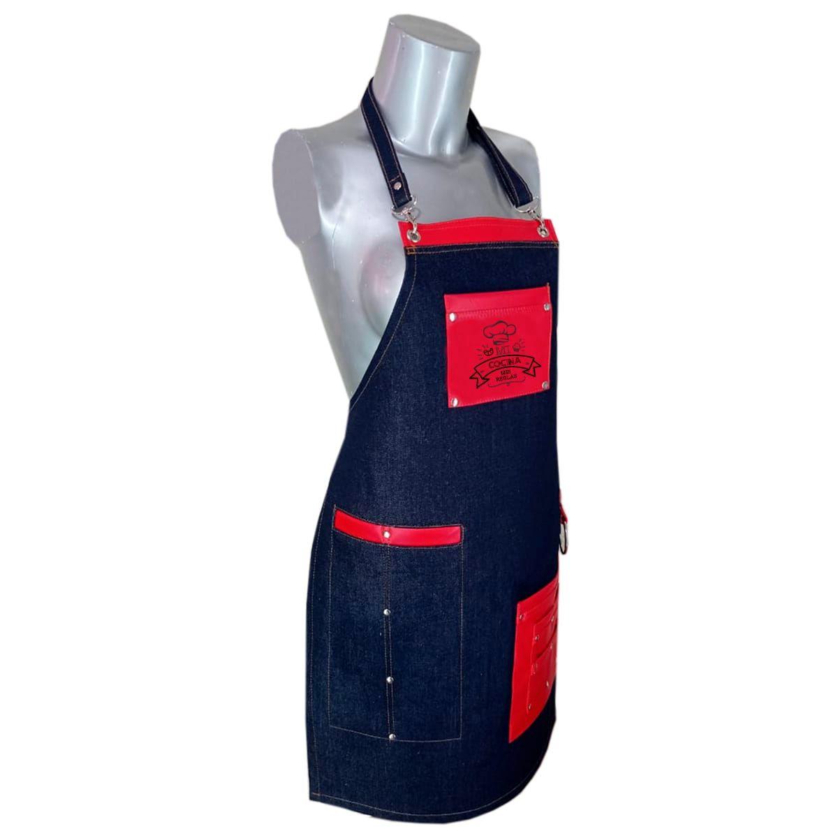 Pechera Delantal Mi Cocina Mis Reglas Rojo D2-2