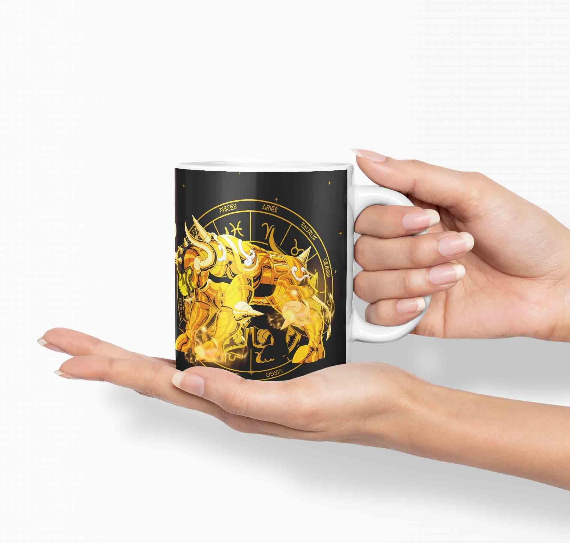Taza Caballero del Zodiaco - tauro negro D27 (320ml)-2