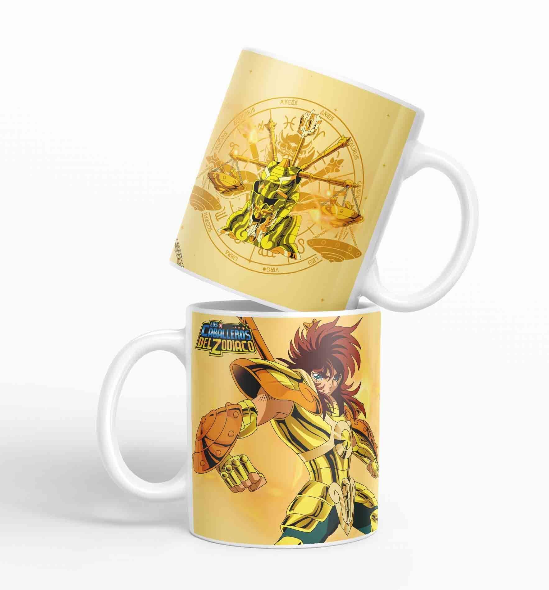 Taza Caballero del Zodiaco - libra dorado D19 (320ml)-0