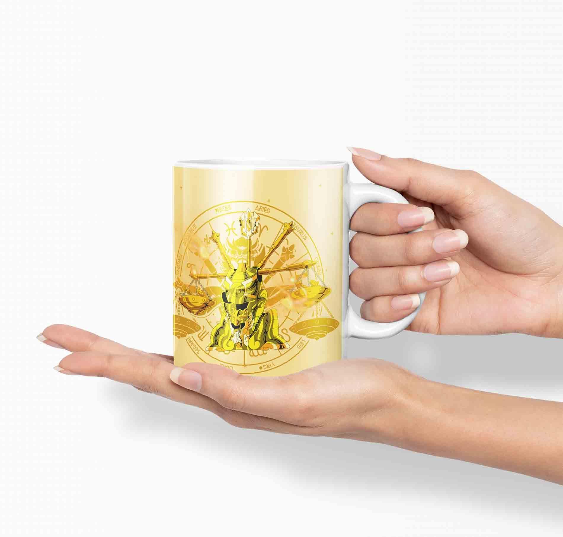 Taza Caballero del Zodiaco - libra dorado D19 (320ml)-1