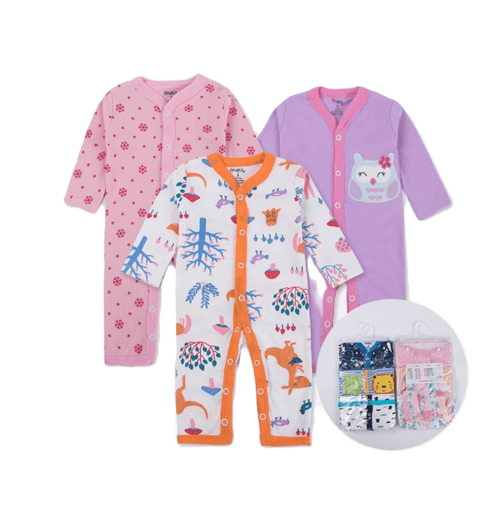 Set 3 Pijanmas Ositos Enteritos Niña. Modelos Variados De Algodón-1