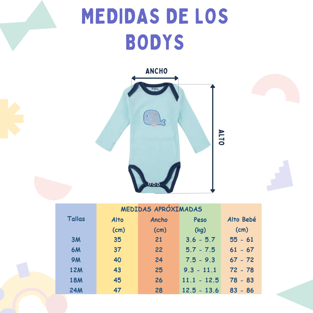 Set de Body para Bebé Manga Larga Pack 5 - 100% Algodón-2