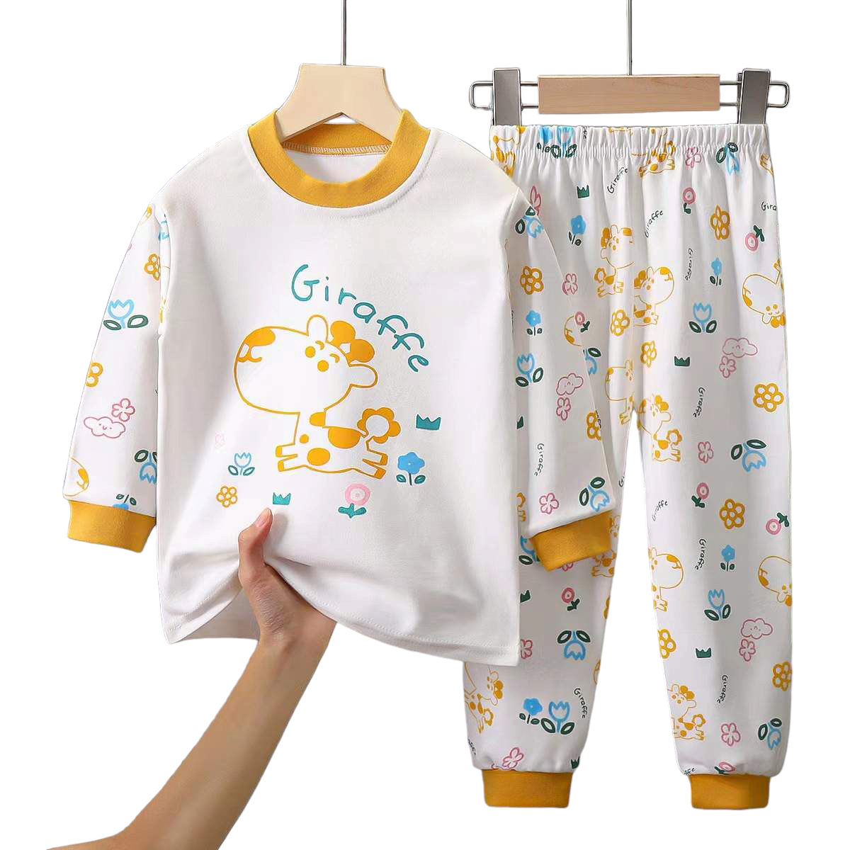 Conjunto Pijama Para Niños y Bebés Algodón Manga Larga de Jirafita-0