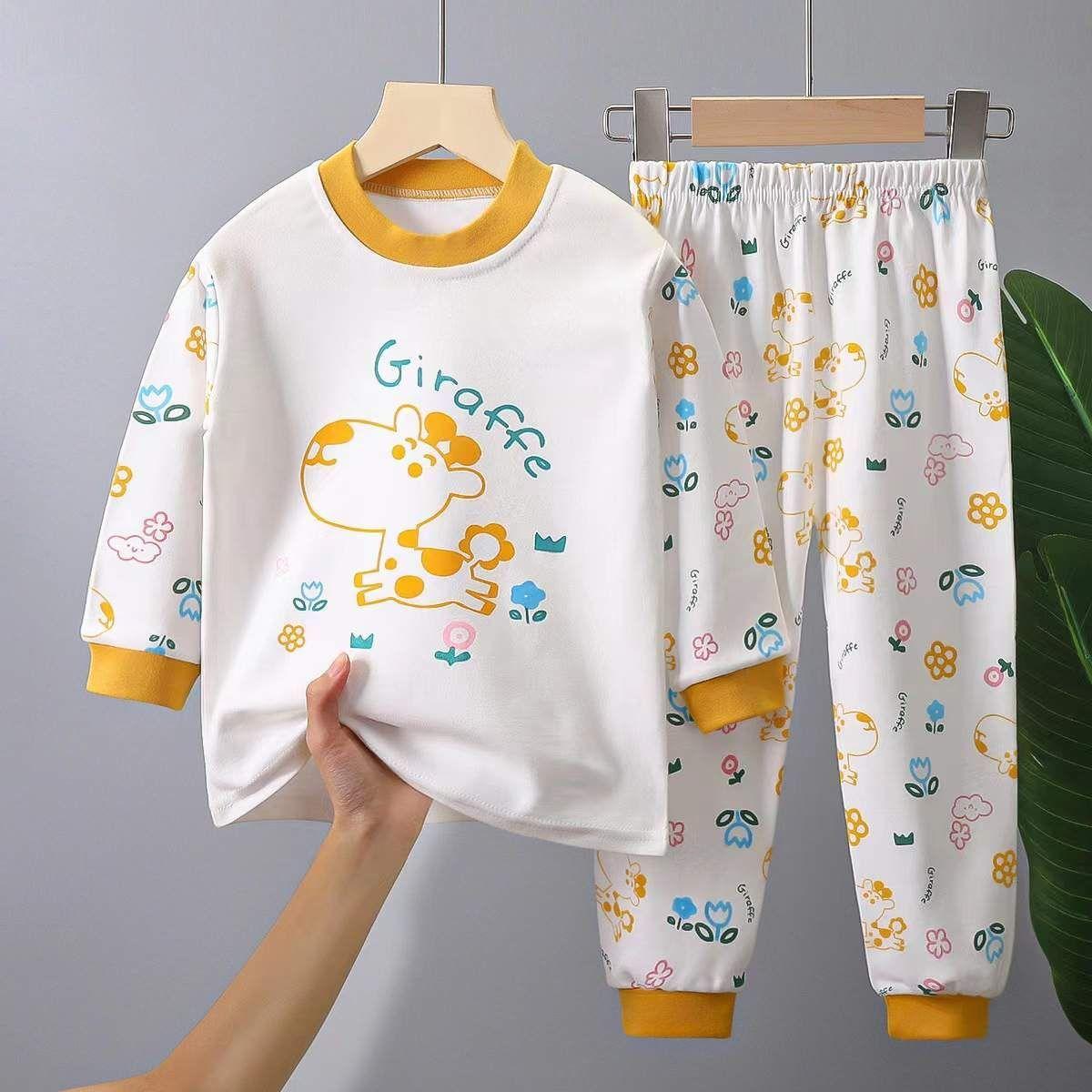 Conjunto Pijama Para Niños y Bebés Algodón Manga Larga de Jirafita-1