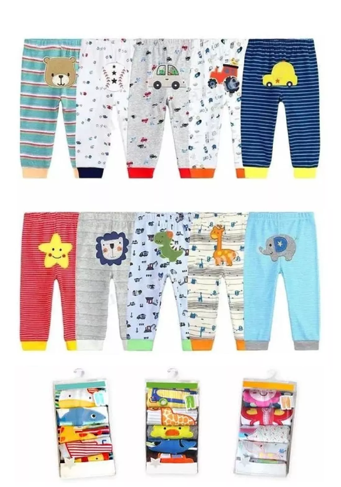 Pack 5 Pantalones Calzas Para Bebe. Modelos Surtidos Algodón-0