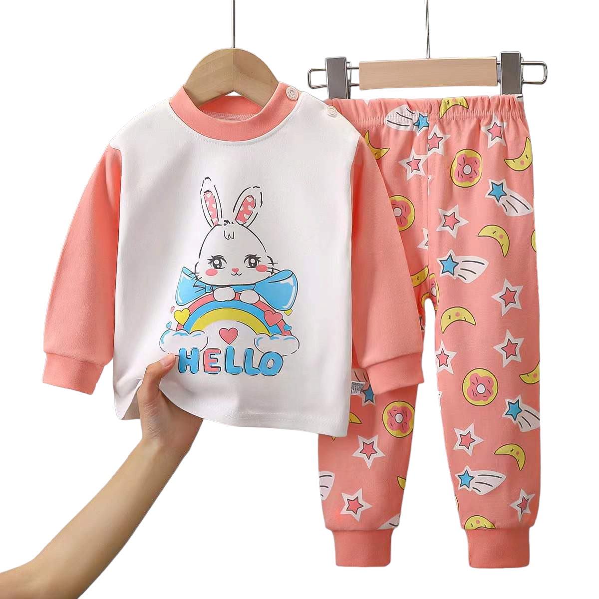 Conjunto Pijama Para Niñs y Bebés Algodón Manga Larga-0