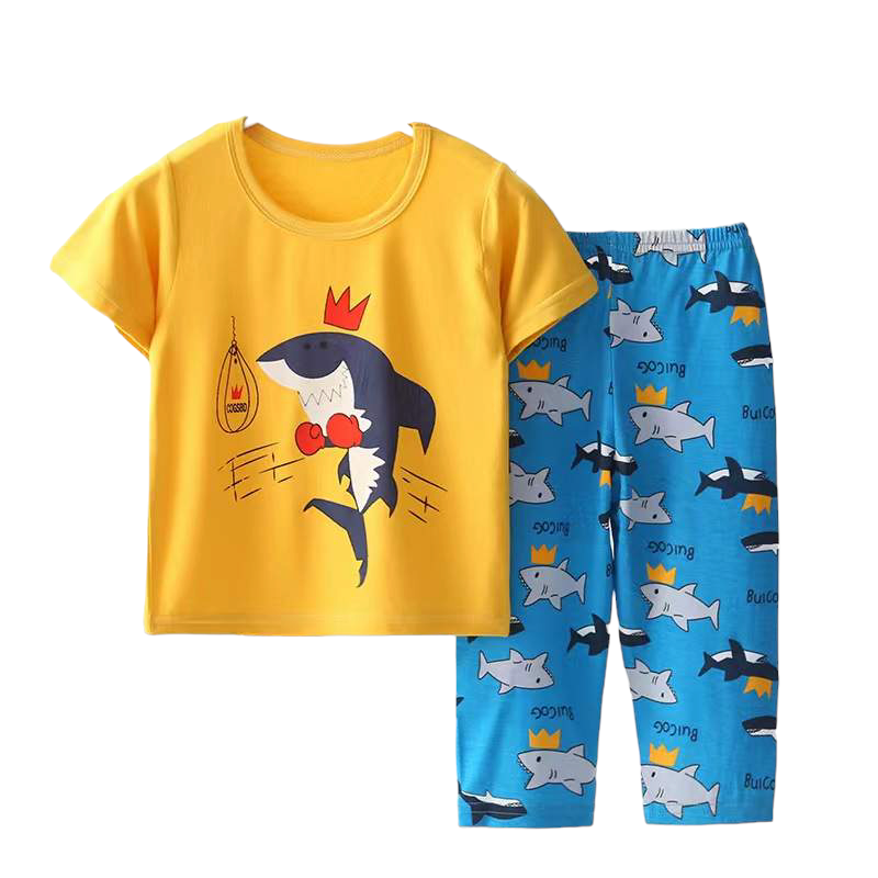 Conjunto Pijama Para Niños y Bebés de Algodón Manga Corta-0