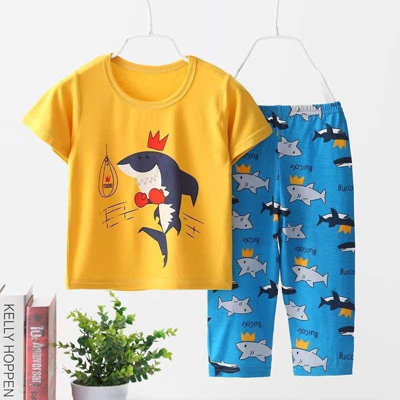 Conjunto Pijama Para Niños y Bebés de Algodón Manga Corta-1